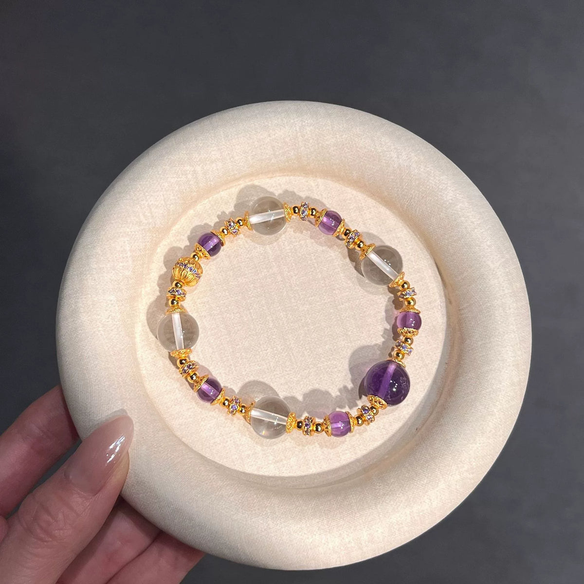 Amethyst Bergquarz Perlenarmband