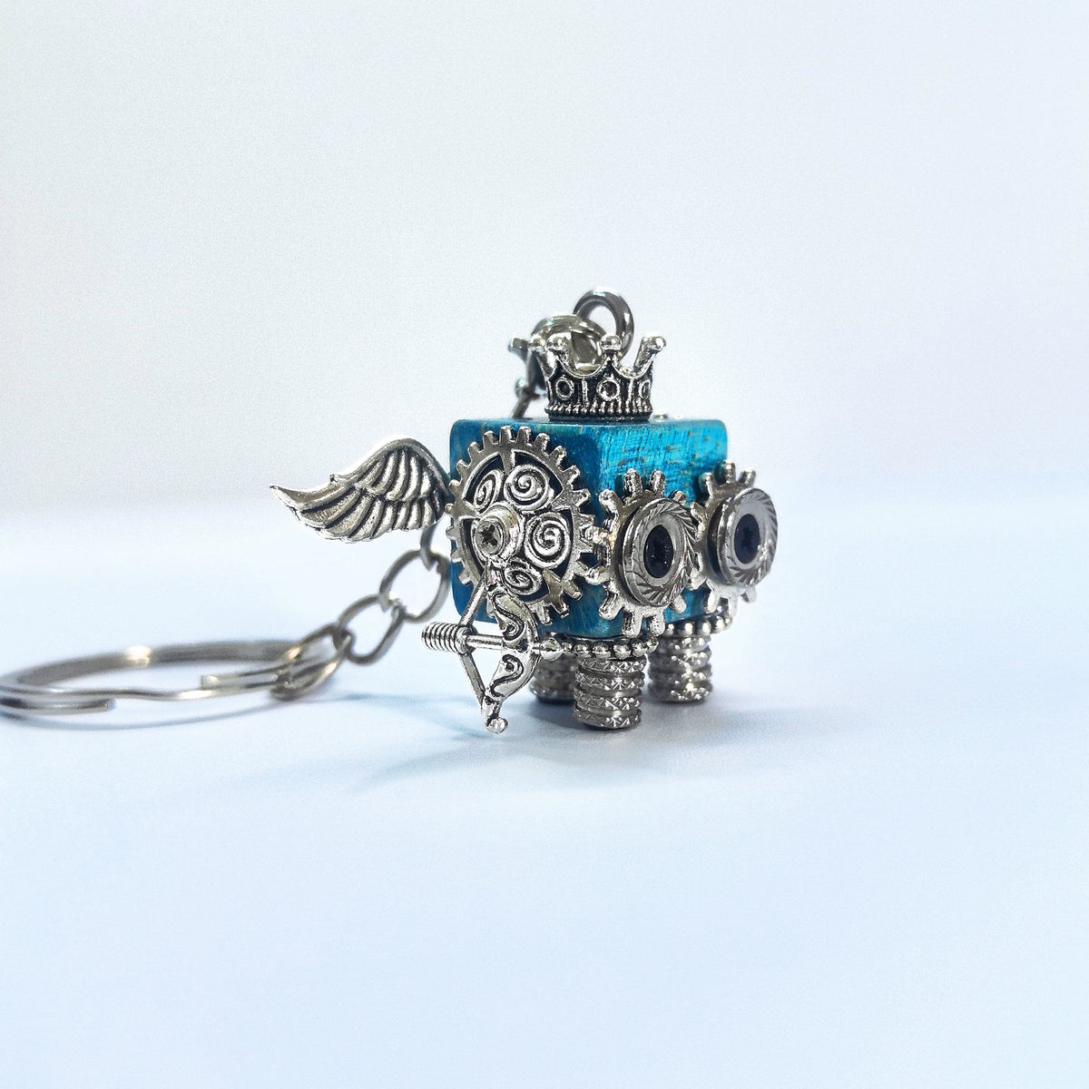 Steampunk Sagittarius Robot Pendant Wood Metal