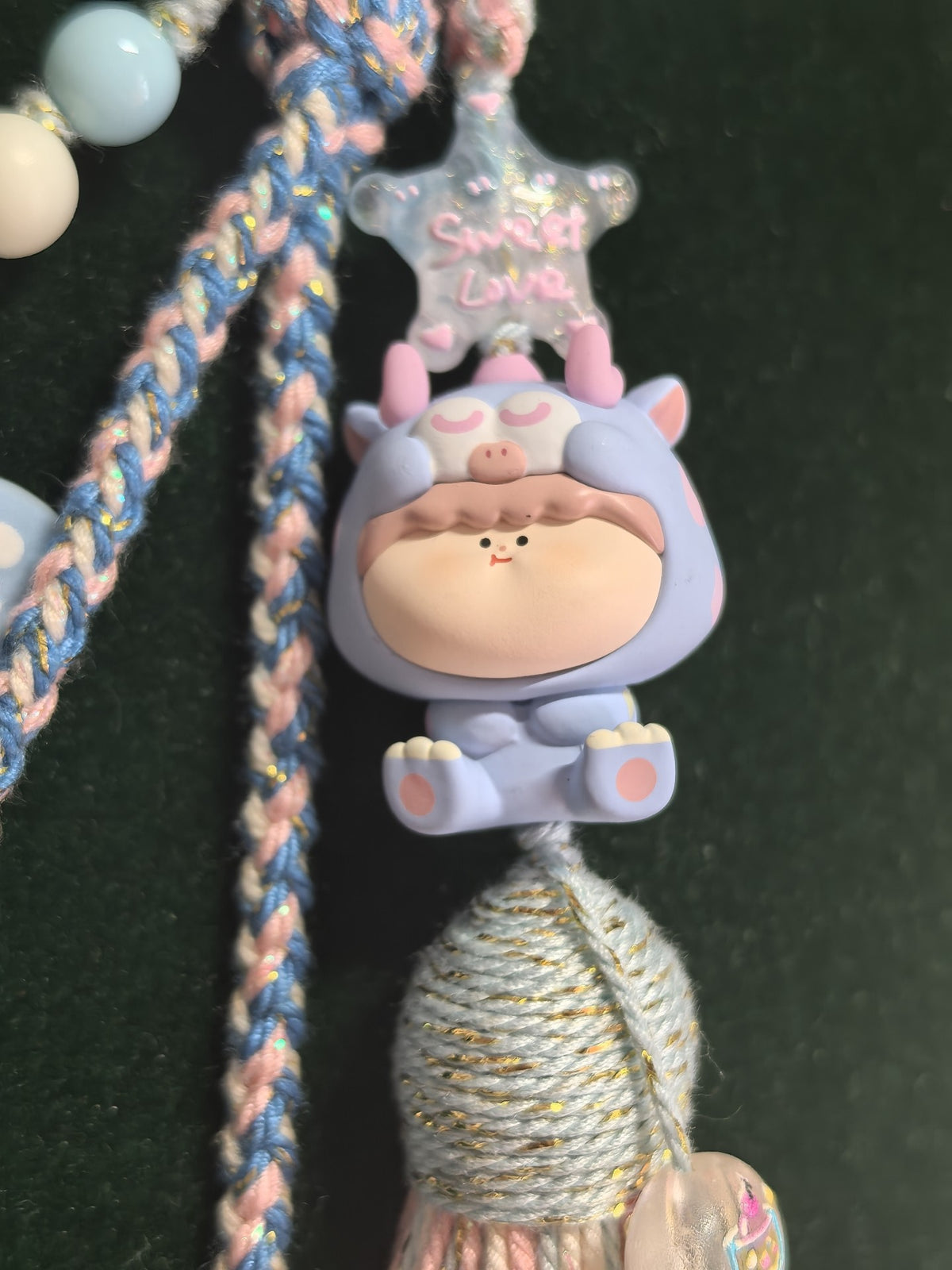 Braided Phone Charm Dragon Figurine Keychain