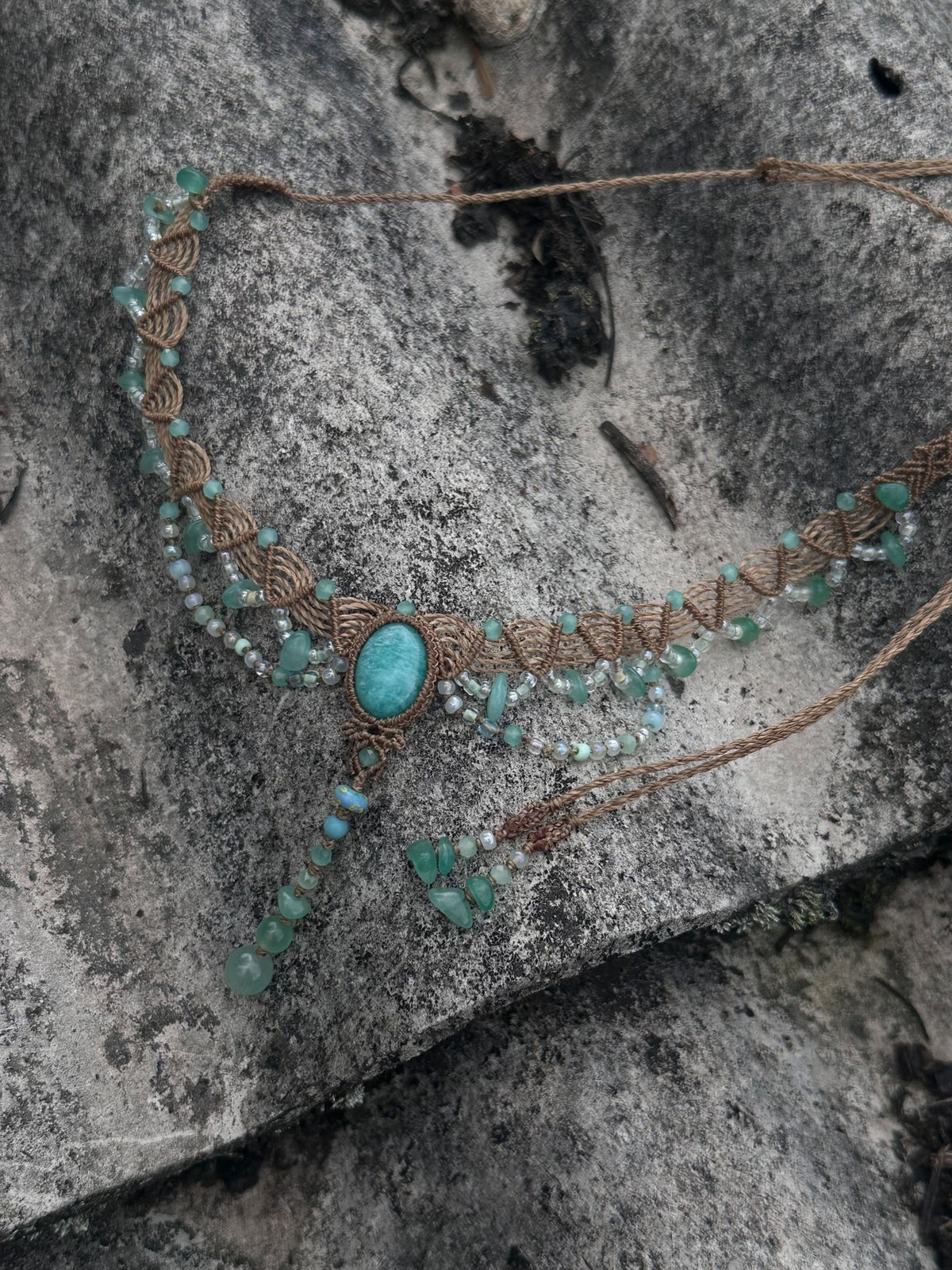 Macrame Labradoriet Jade Ketting