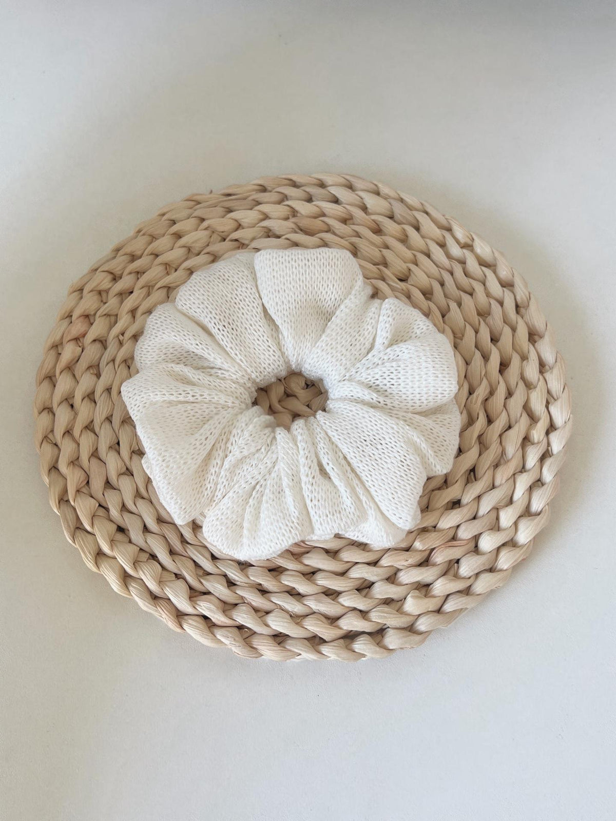Milky White Knitted Scrunchie