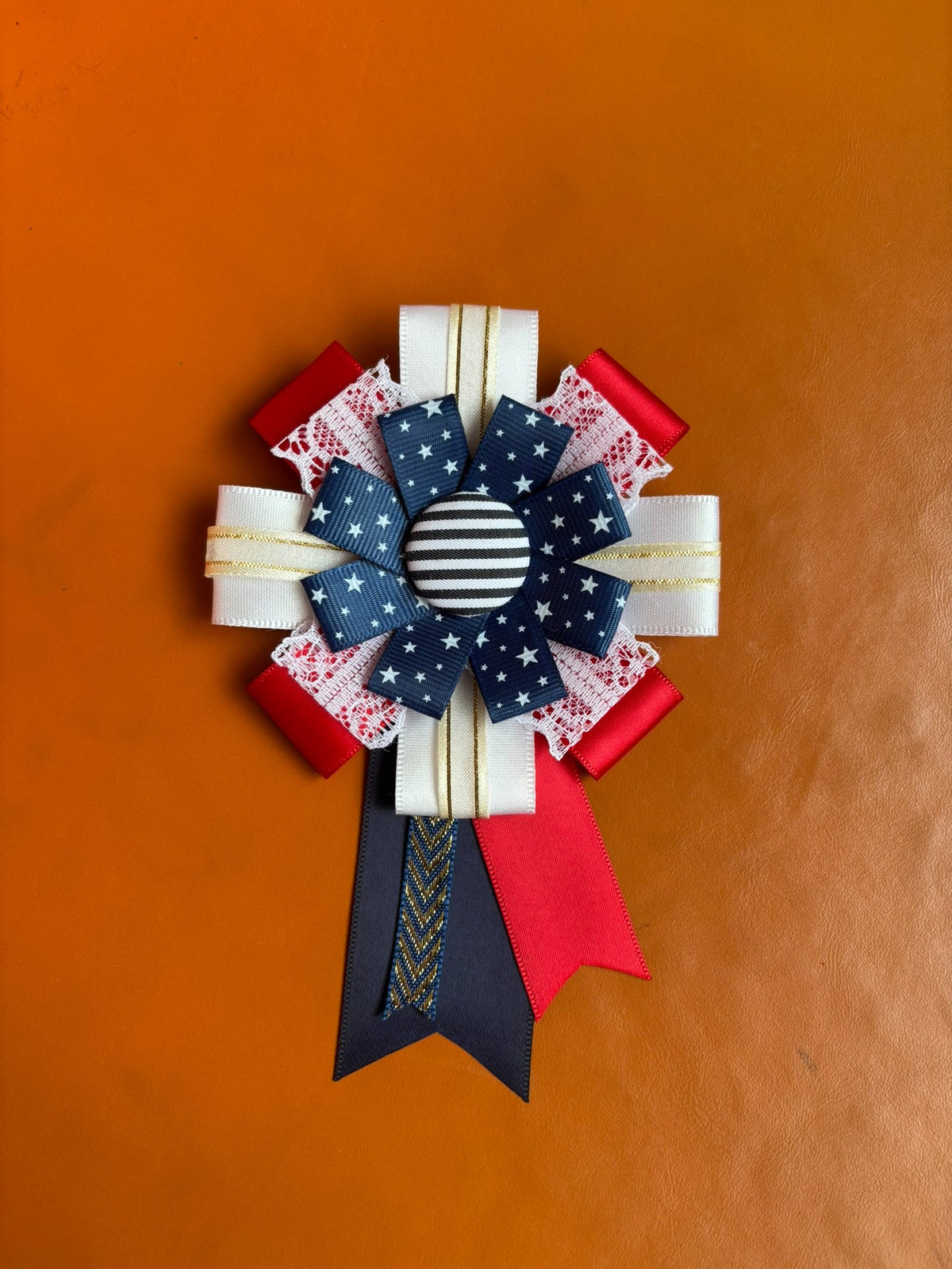 American Collegiate Corsage Brooch Red