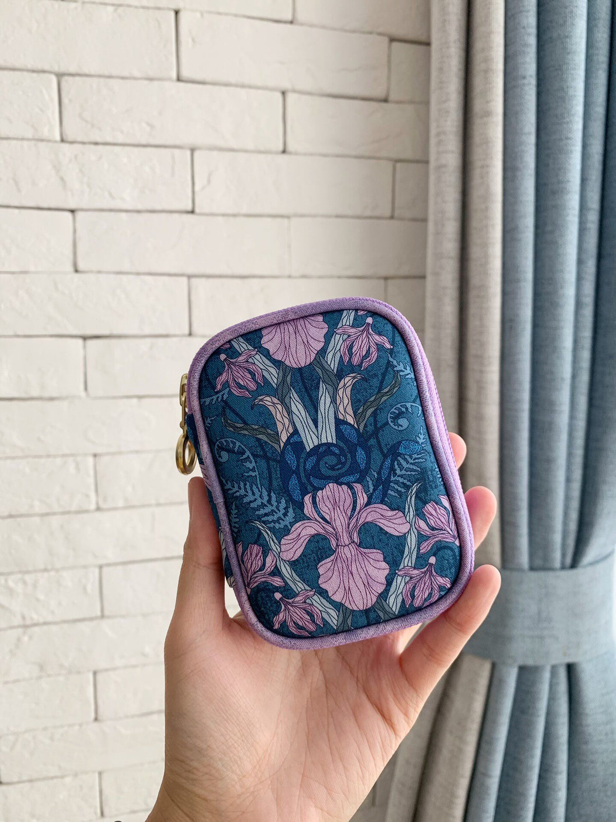 Art Nouveau Floral Zip Pouch with Detachable Pouch