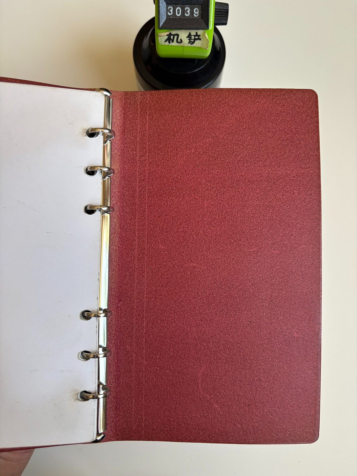 A6 Pueblo Leather Six-Ring Binder Pink