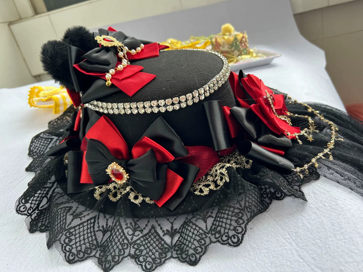 Cilindretto Gothic Lolita Nero e Rosso