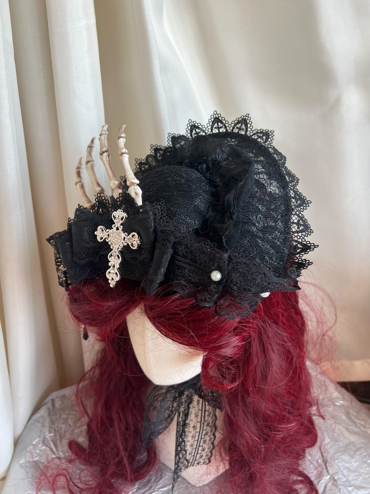 Black Lace Gothic Skeleton Hat