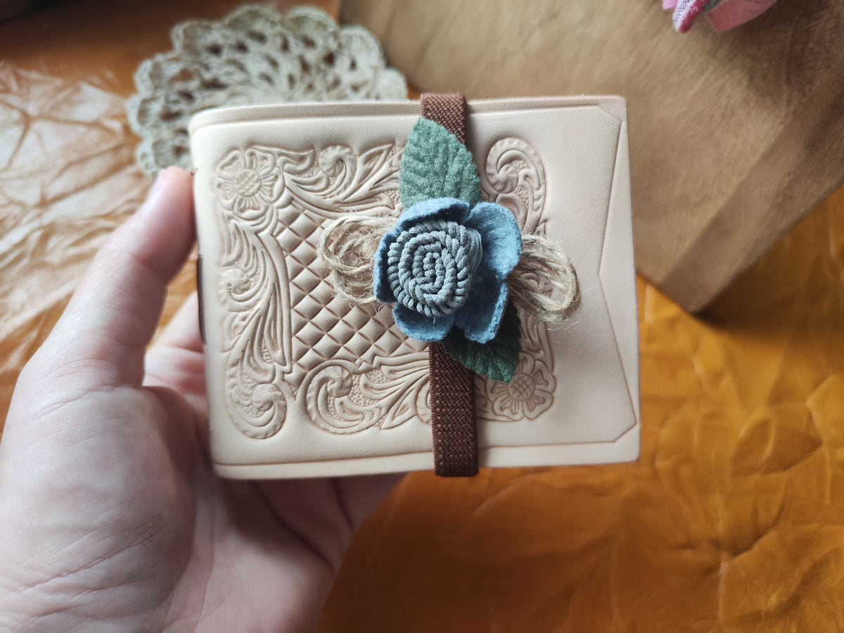 Handcrafted Leather Journal with Carved Floral Cover