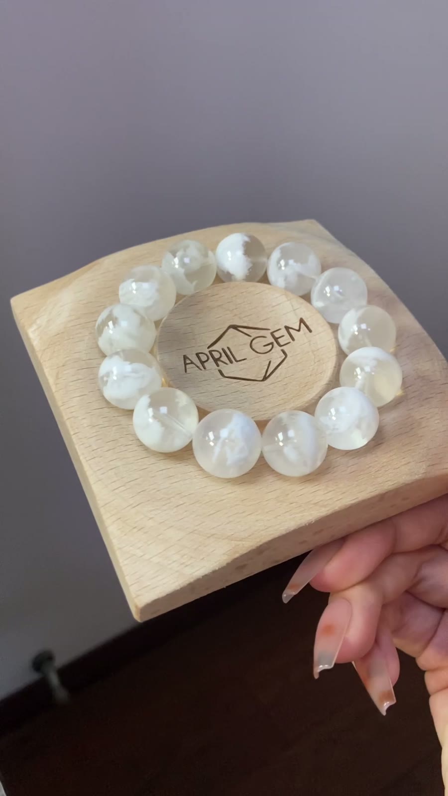 15mm Phantom Quartz Snow Scene Bracelet