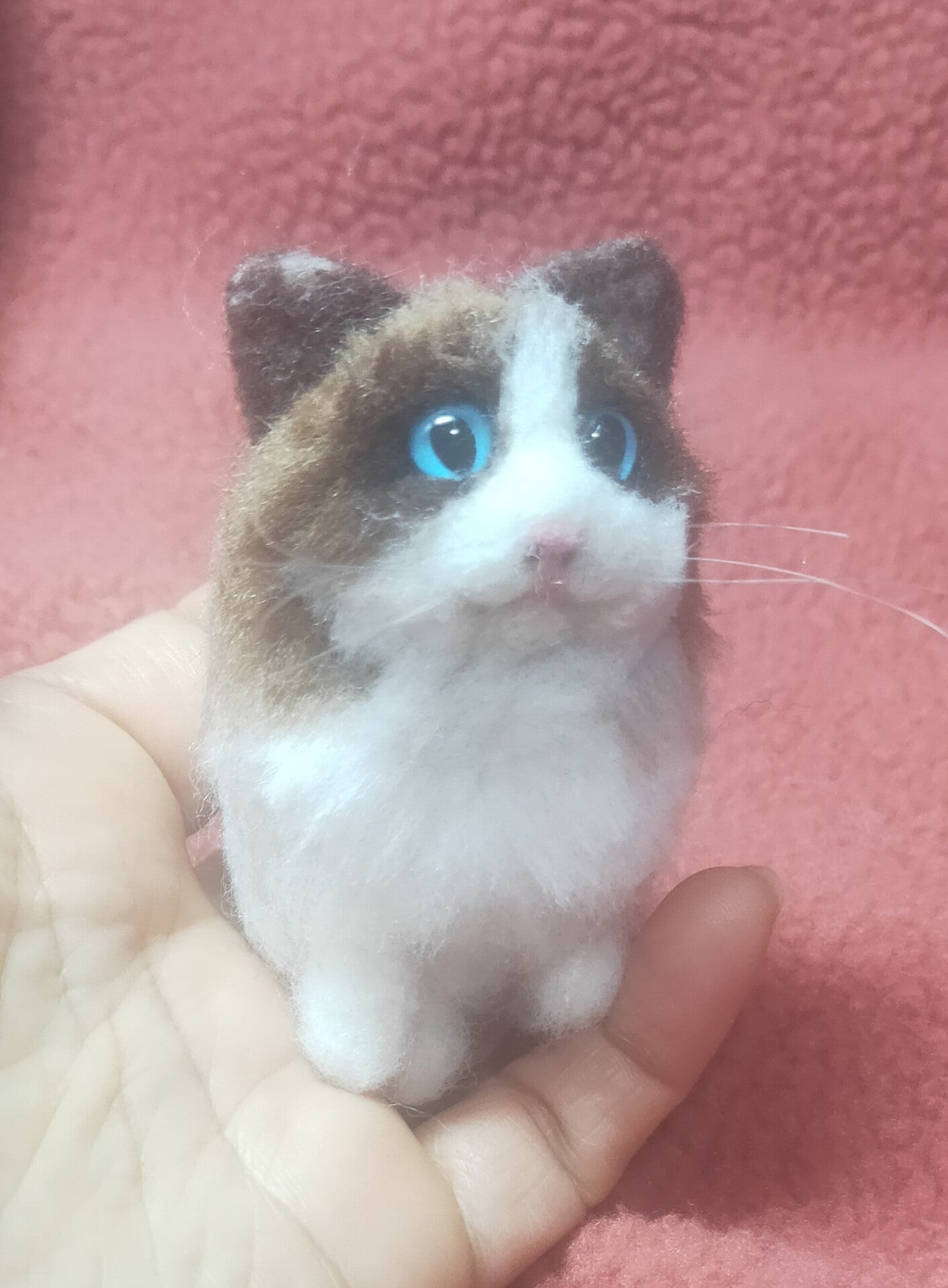 Miniature Wool Felt Cat Plush Toy, 7cm Seated Figure
