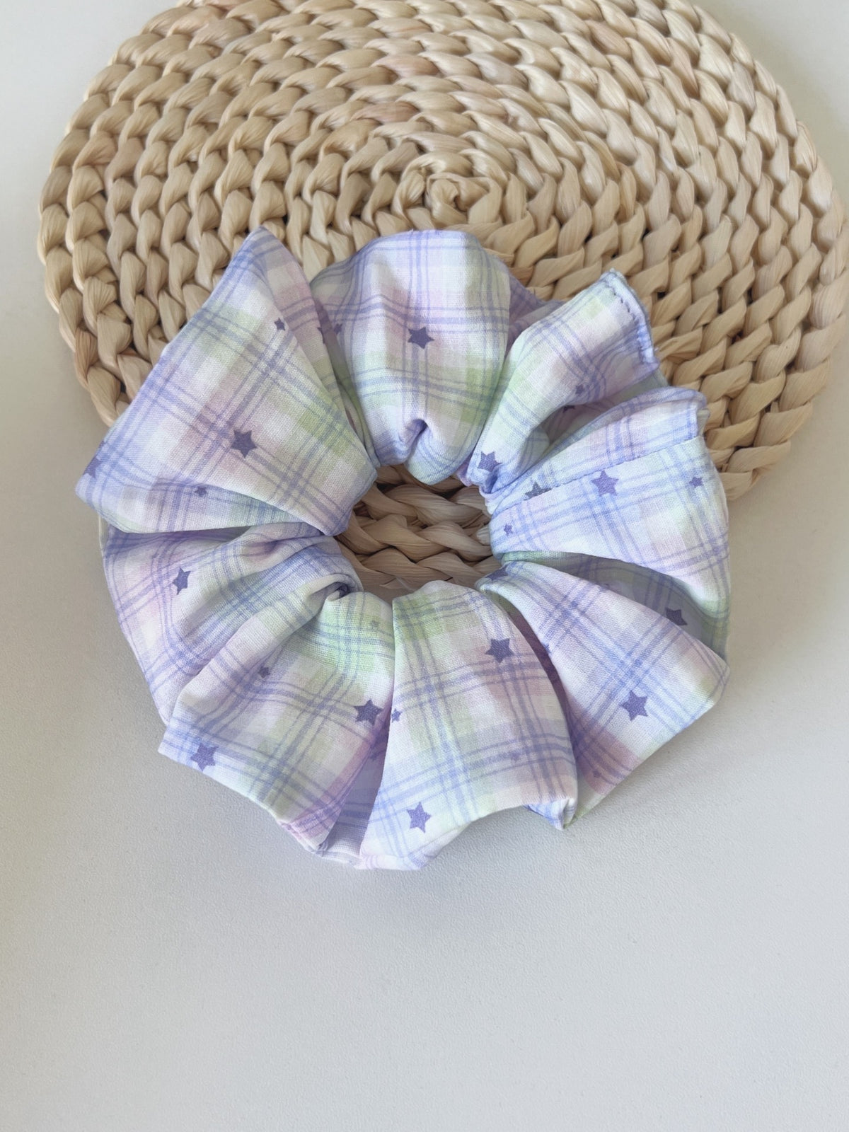 Purple Star Plaid Handmade Scrunchie