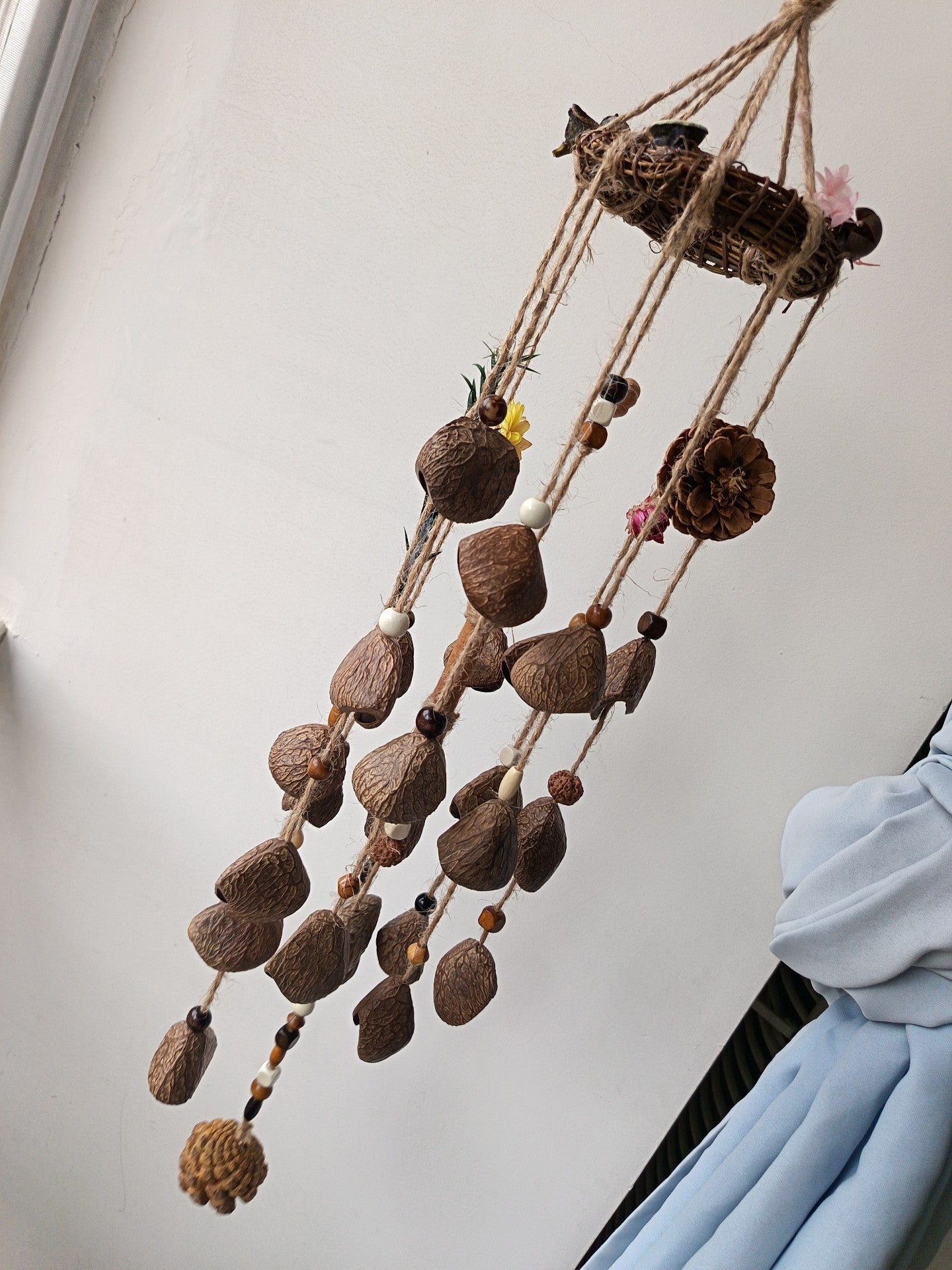 Indonesian Black Fruit Shell Wind Chime 75cm Natural Decor