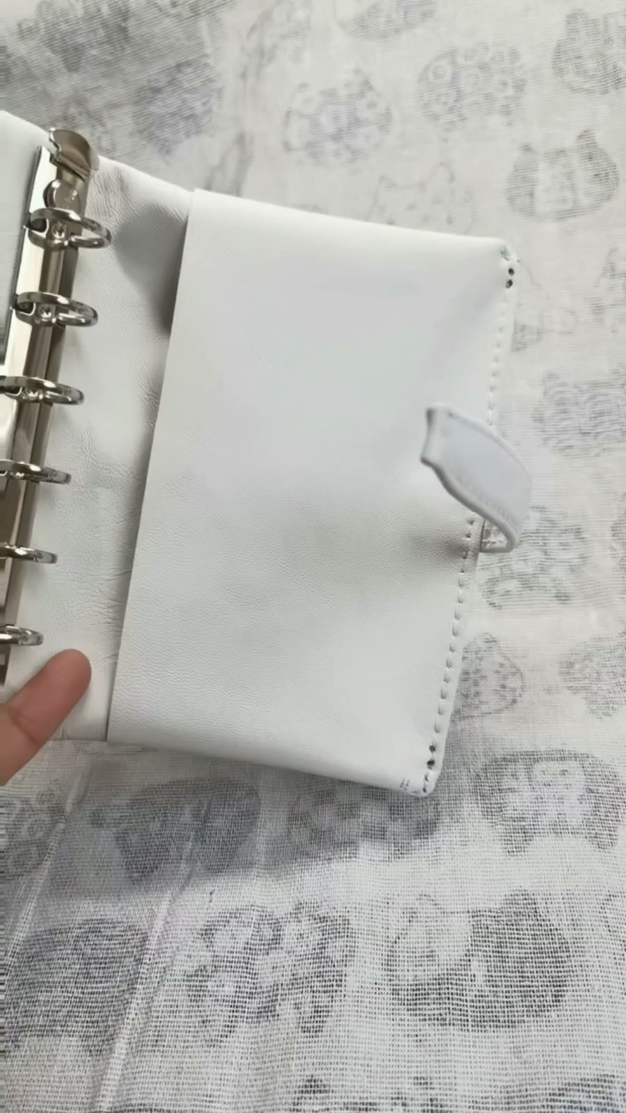 White Goatskin Leather Planner Cover M5