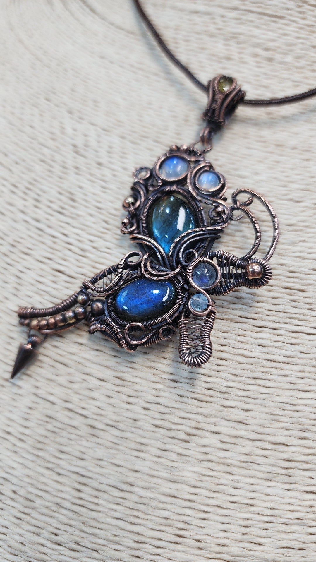 Wirewrapped Labradorite Teardrop Pendant Necklace