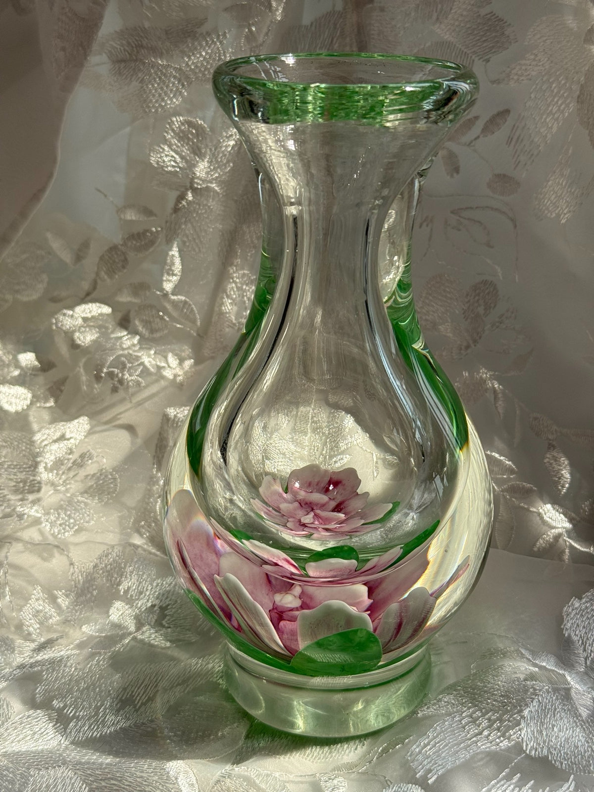 Vintage Gold Rood Floral Glazen Vaas