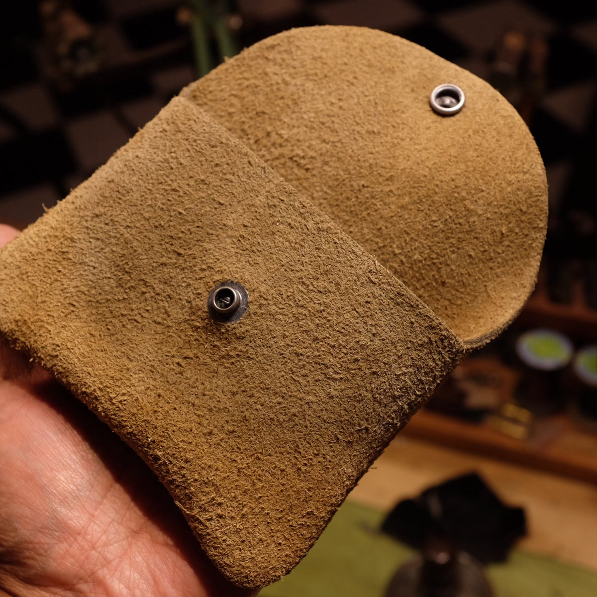 Suede Leather Pouch with Magnetic Closure
