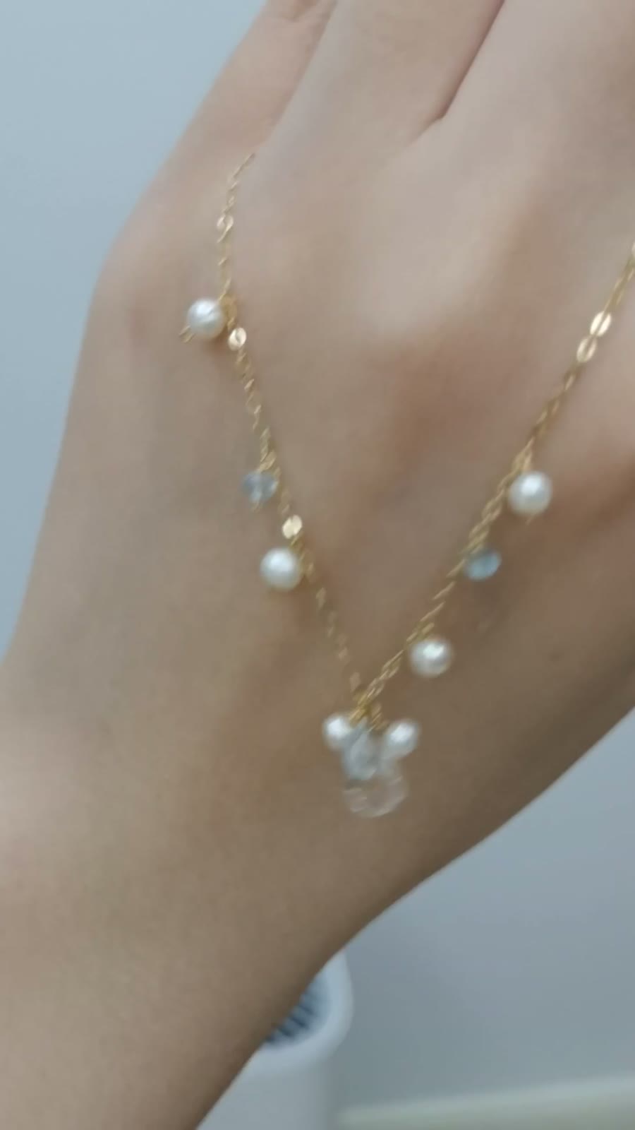 Bracelet ajustable en or rempli avec perle et cristal