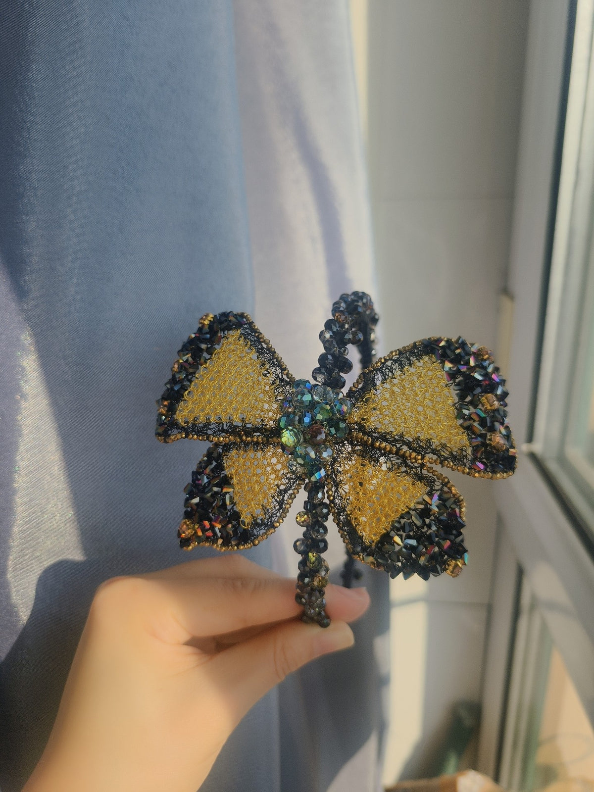 Butterfly Headband Hair Accessory Black Beads