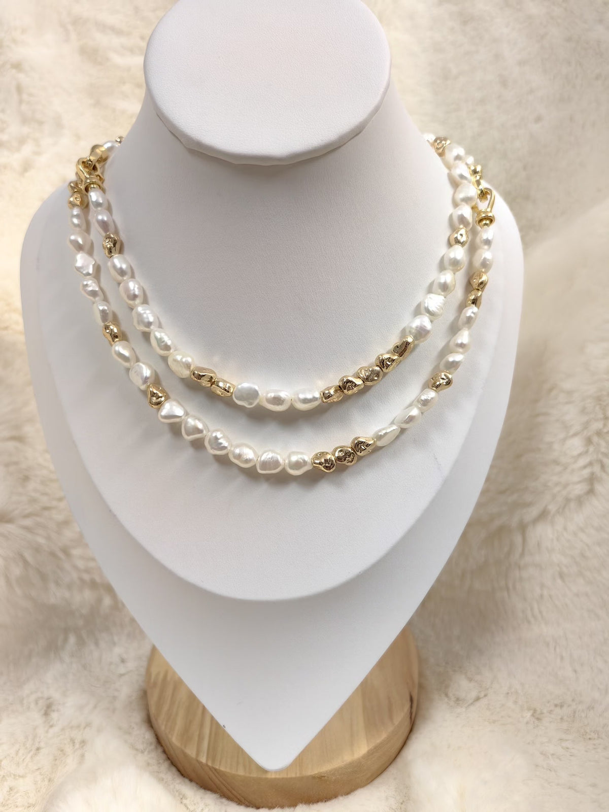 Natural Freshwater Keshi Pearl Necklace Bracelet Set
