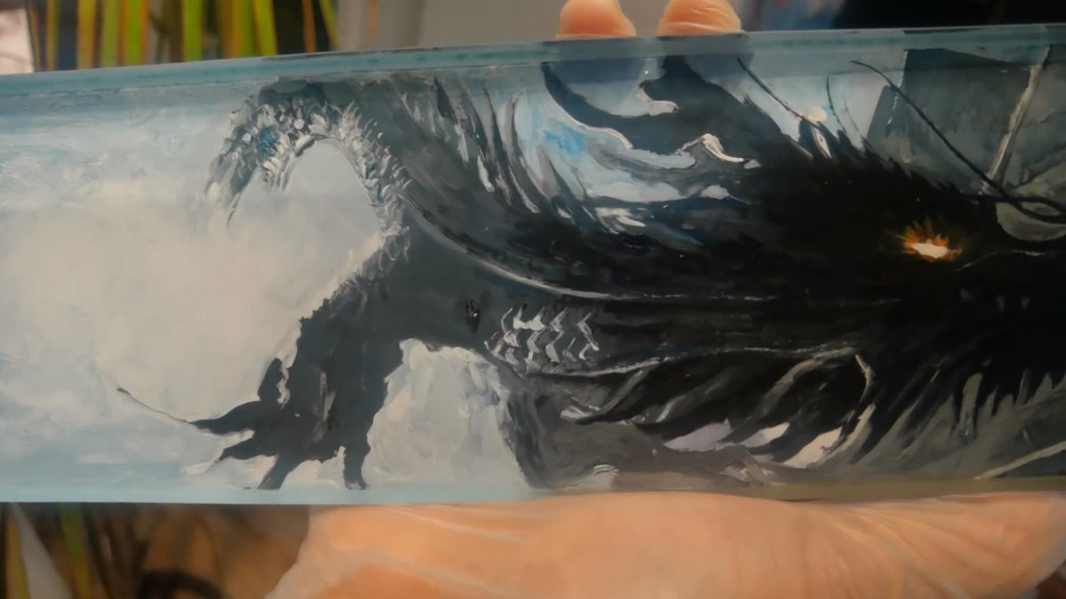 Resin Keyboard Wrist Rest Hand Painted Dragon