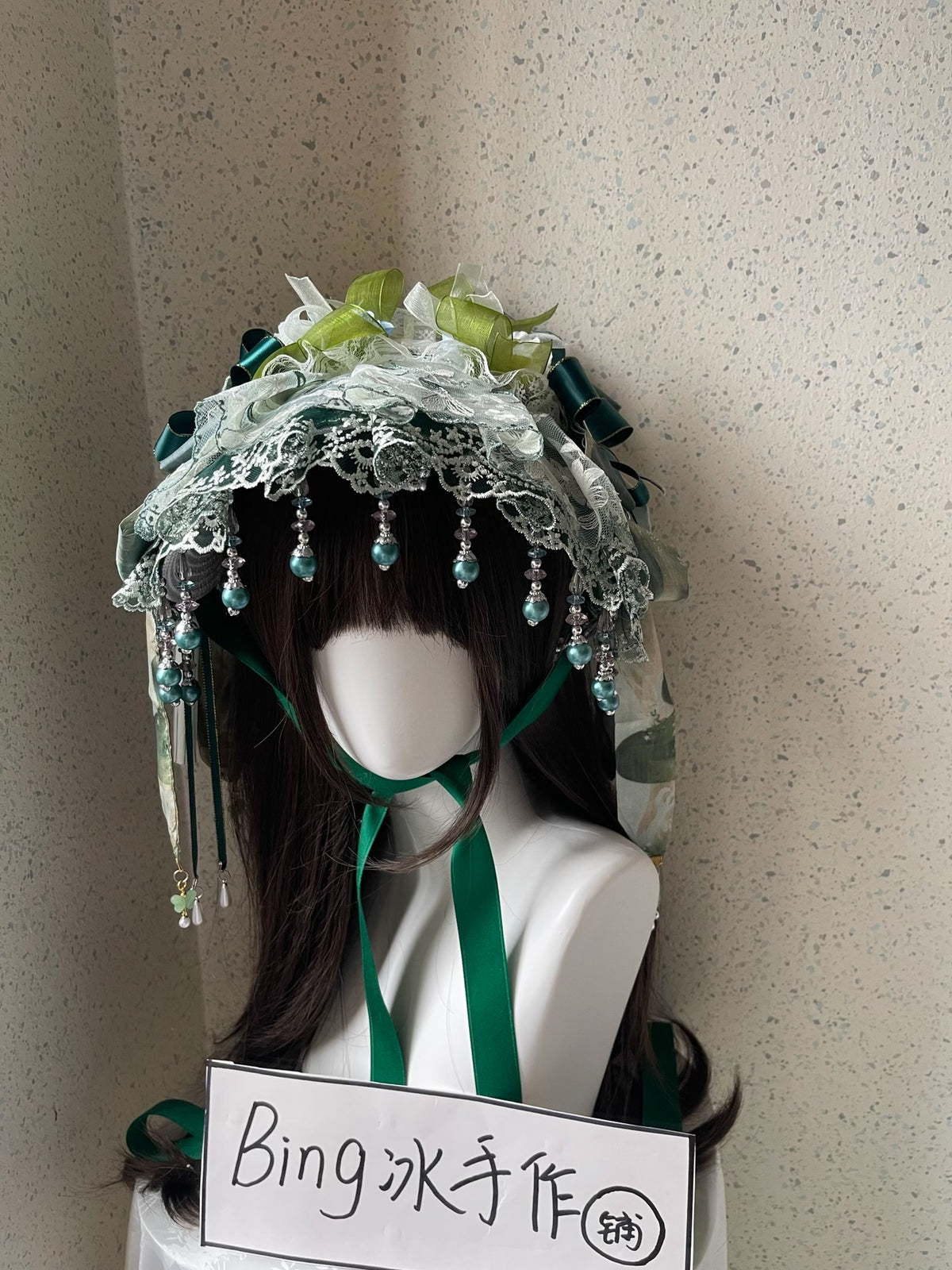 Lolita Flat Hat with Lace and Ribbon Bows