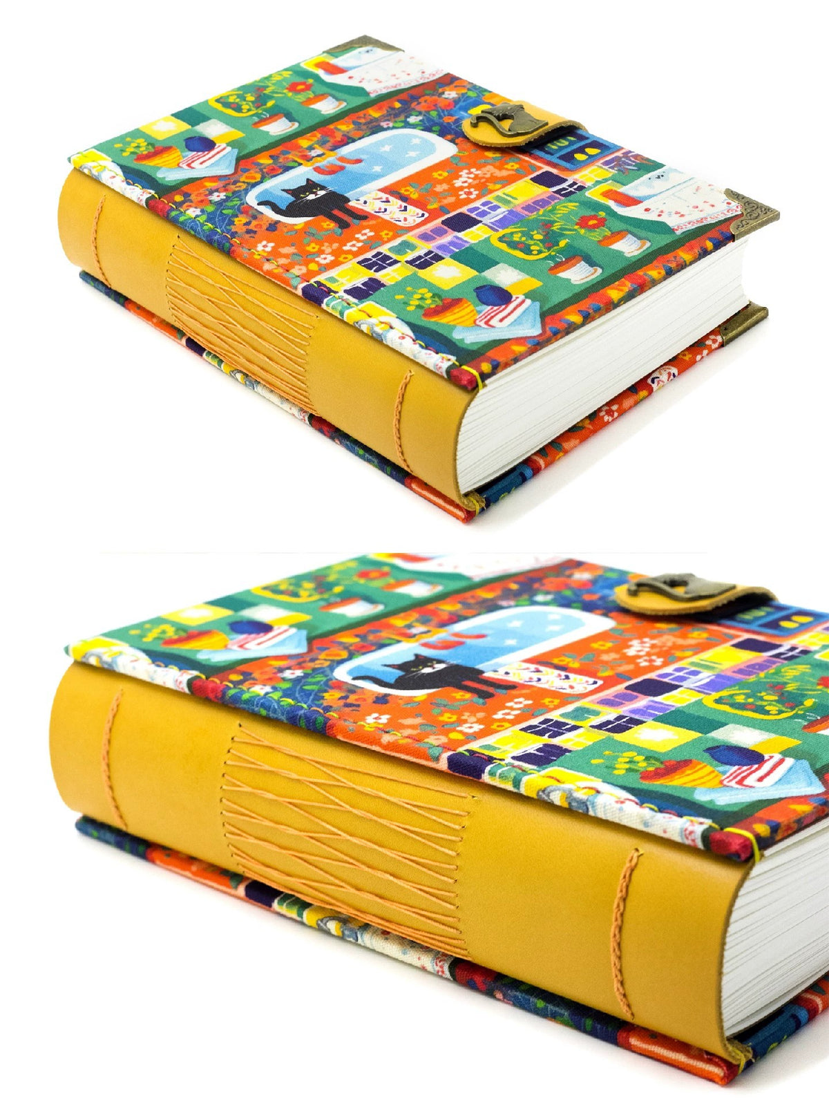 Handmade Fabric Journal with Cat Cover