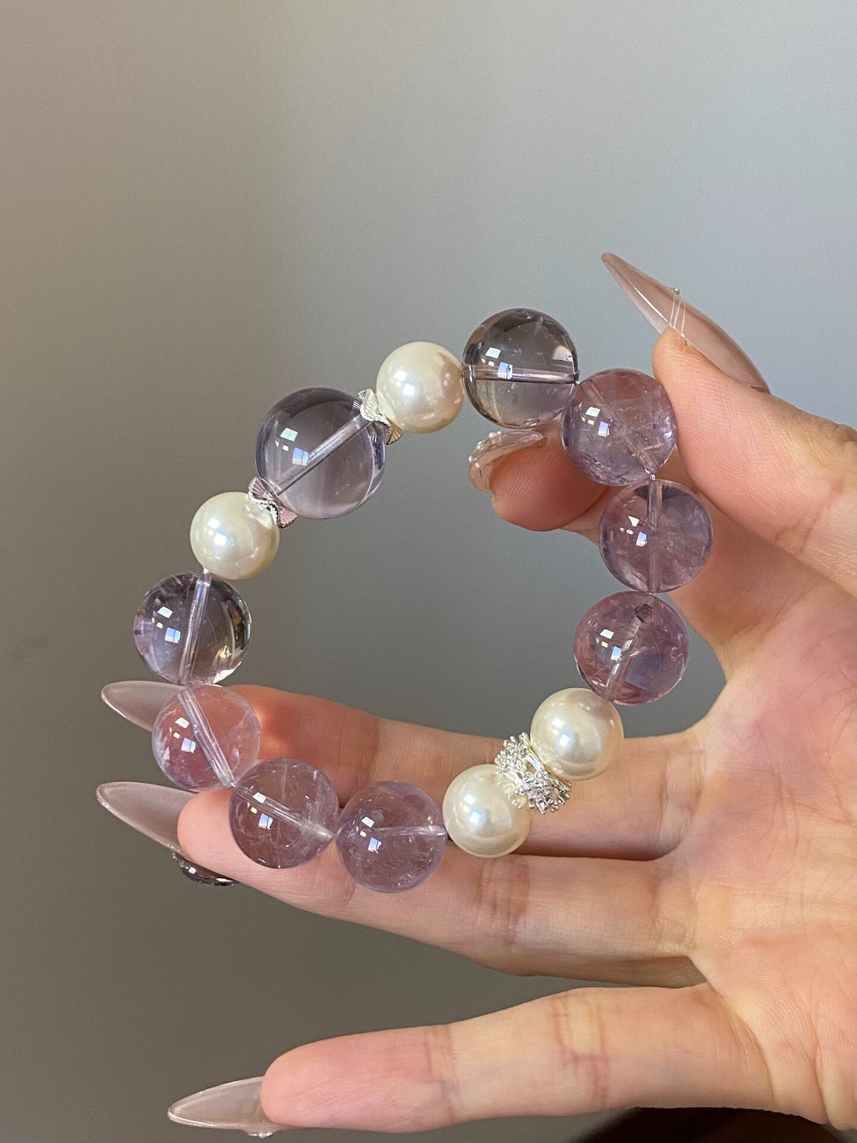 Bolivia Purple Crystal Beaded Bracelet 14-18mm