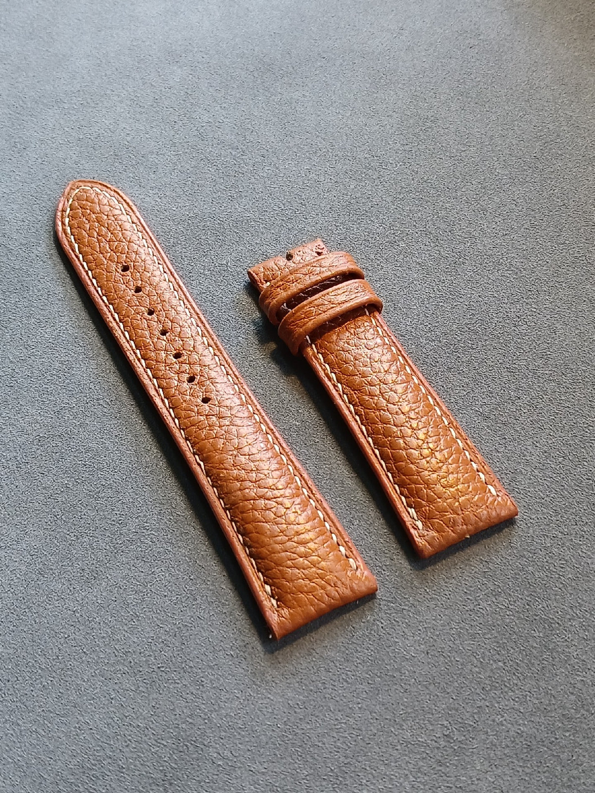 Golden Brown Pebbled Leather Watch Strap