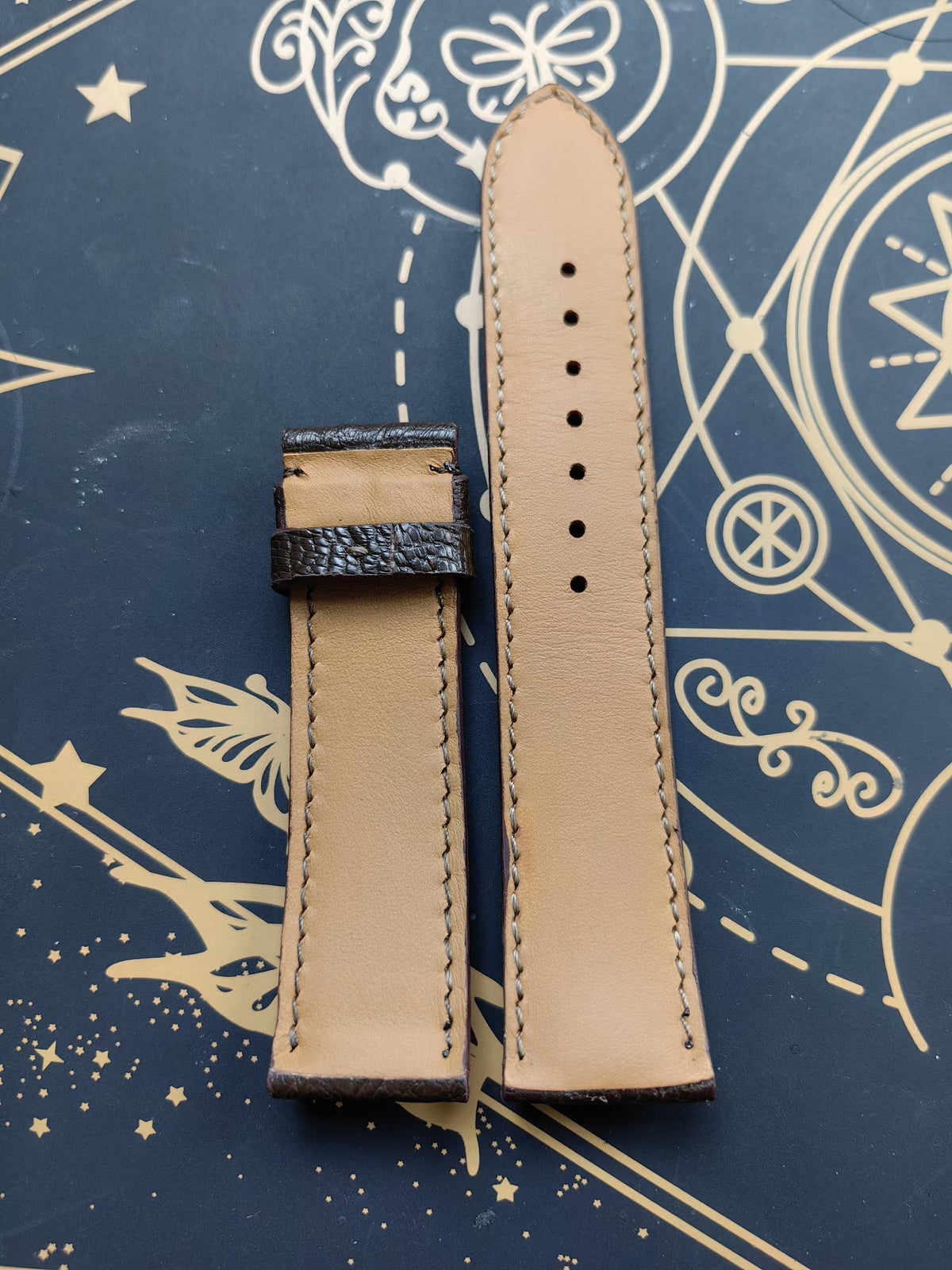 Handcrafted Brown Ostrich Leg Leather Watch Strap