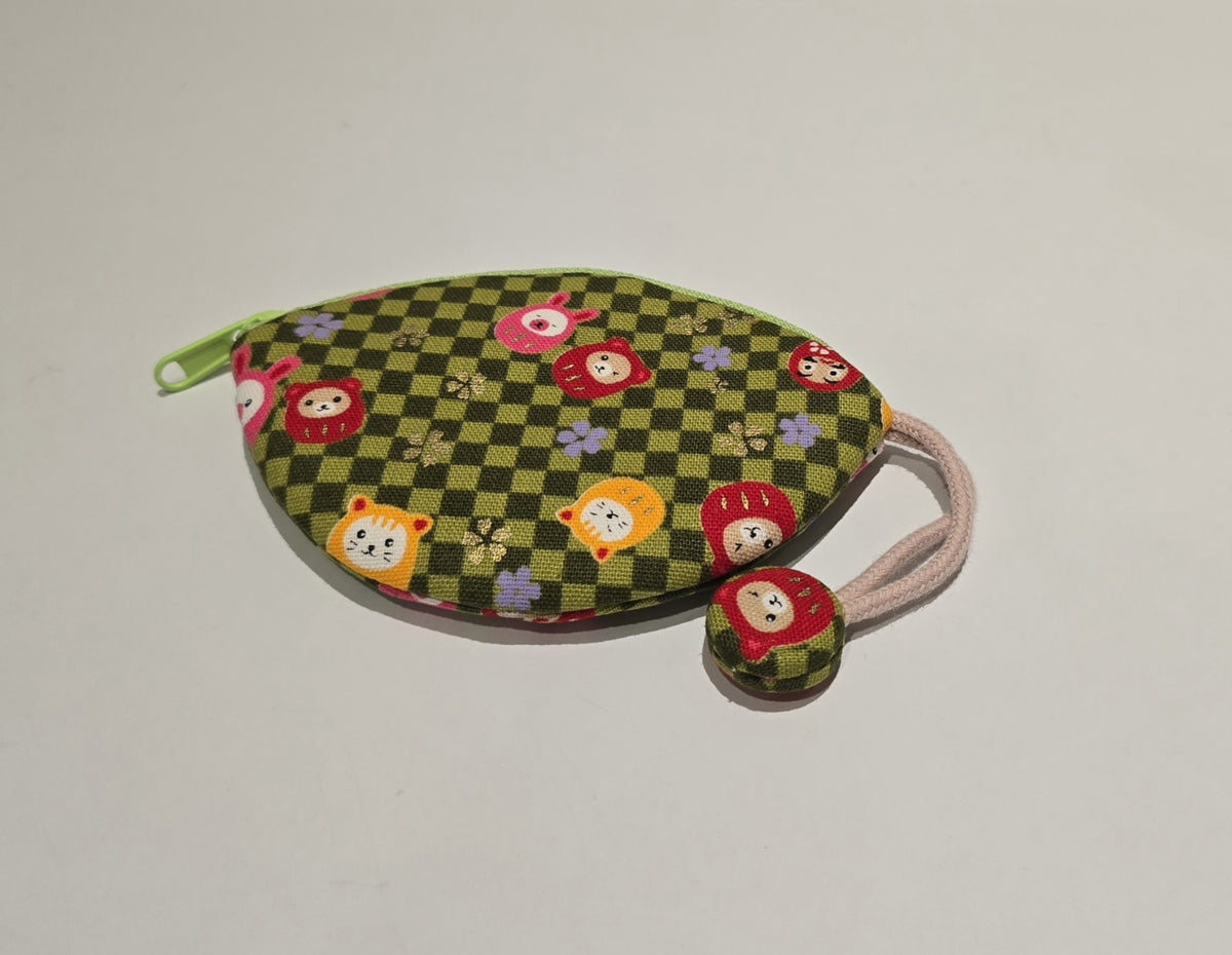 Checkered Cartoon Pod Bag with Wrist Strap