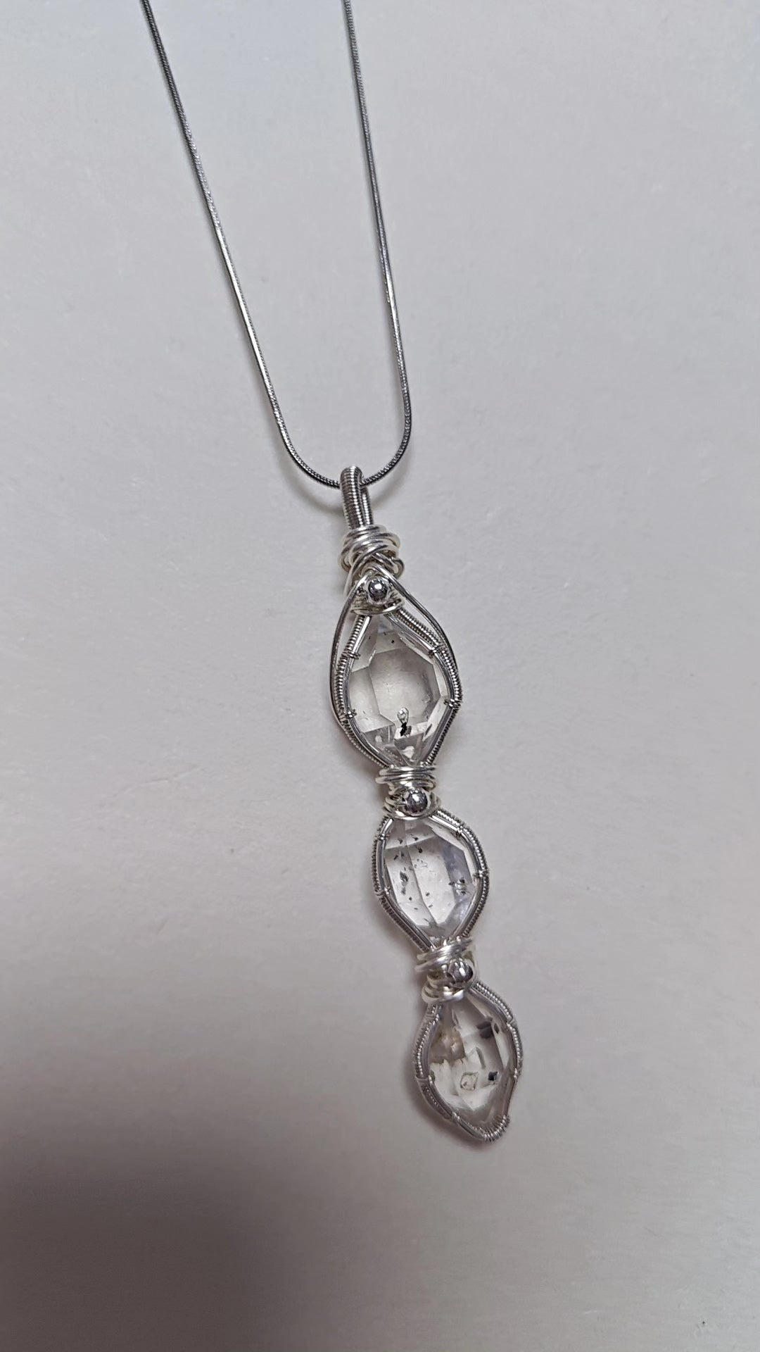 Handmade Wire Wrapped Clear Quartz Necklace