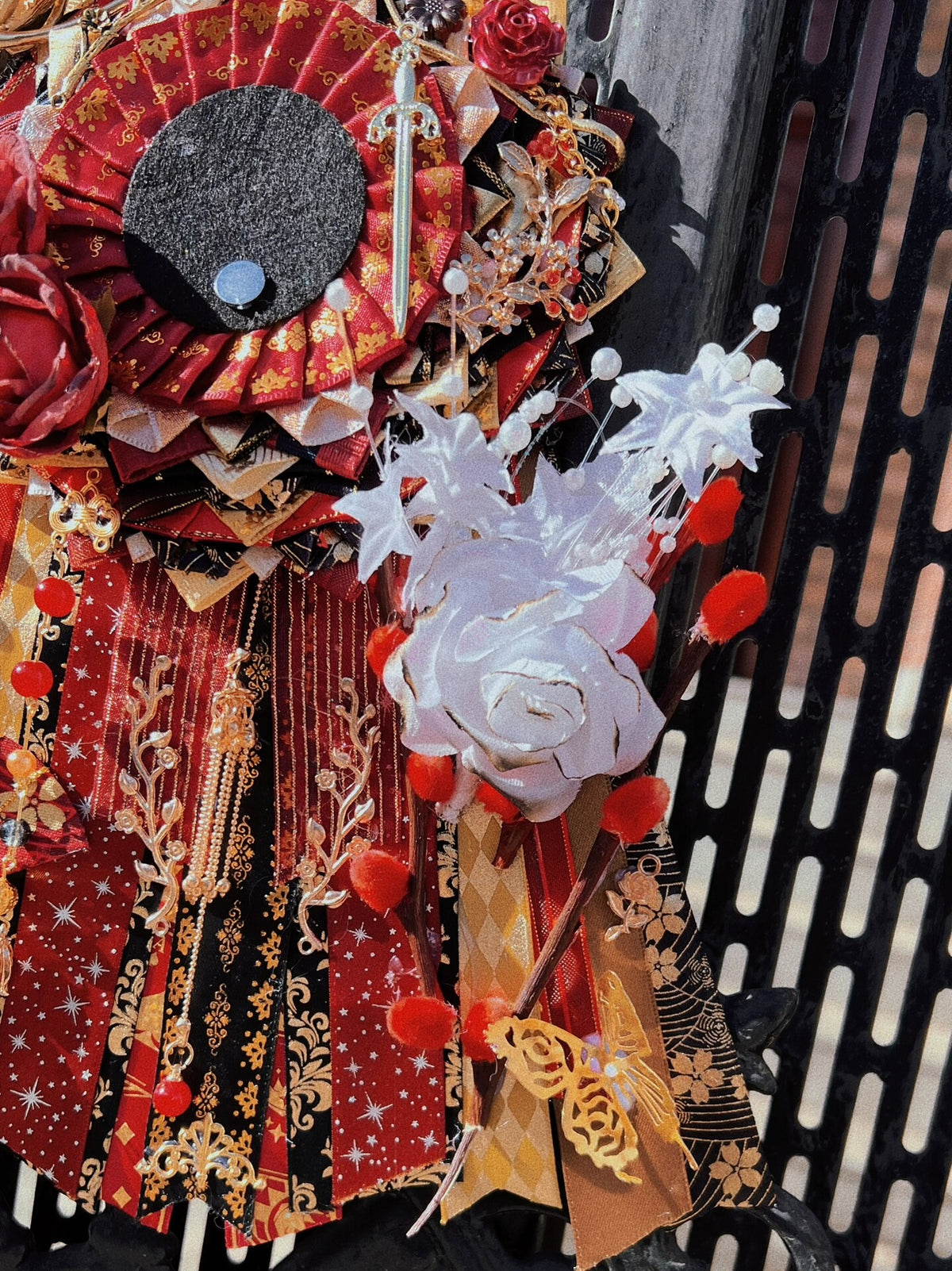 Red Black Gold Phoenix Badge Holder