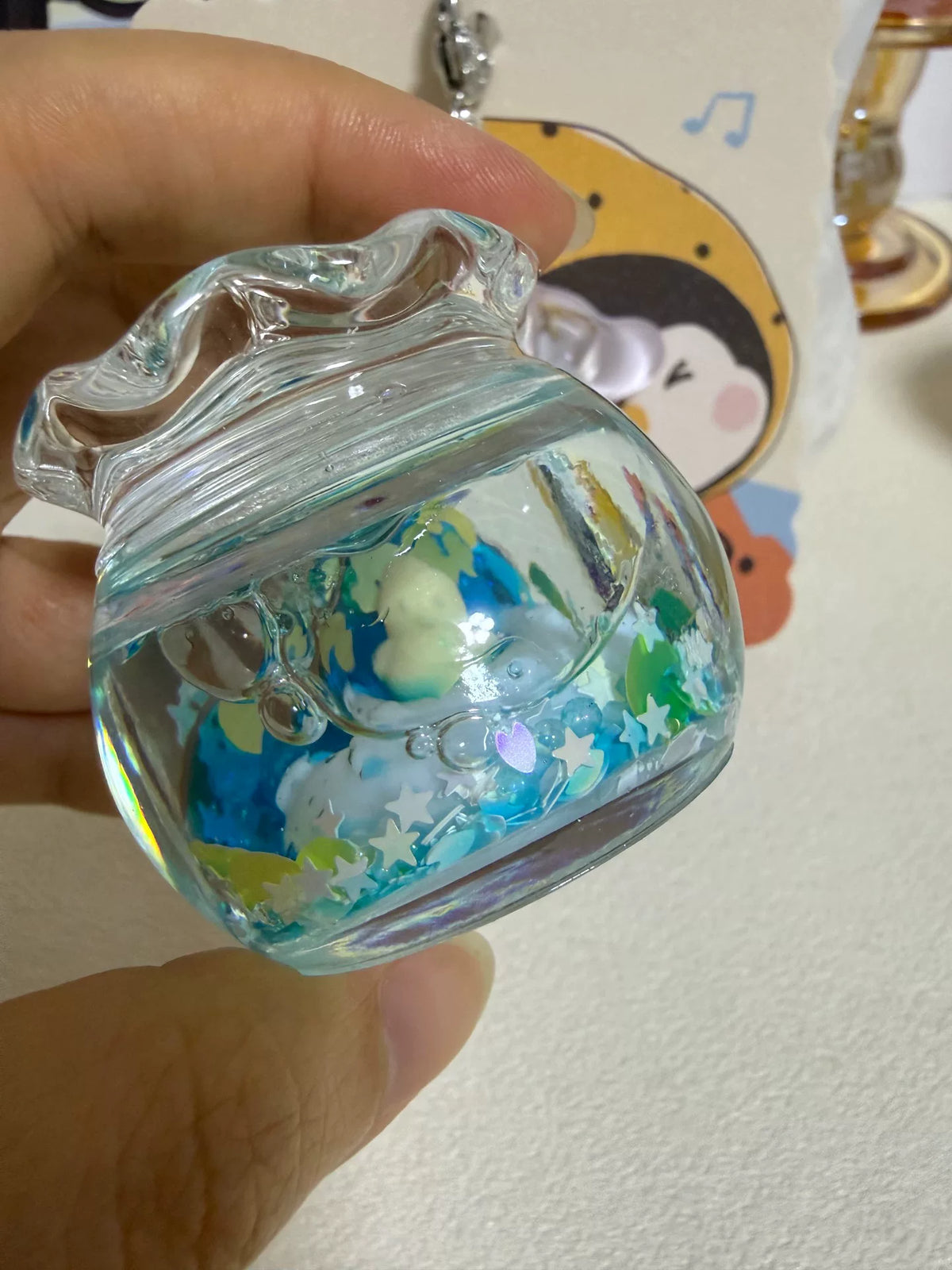 Ocean Shaker Keychain with Wave Lid