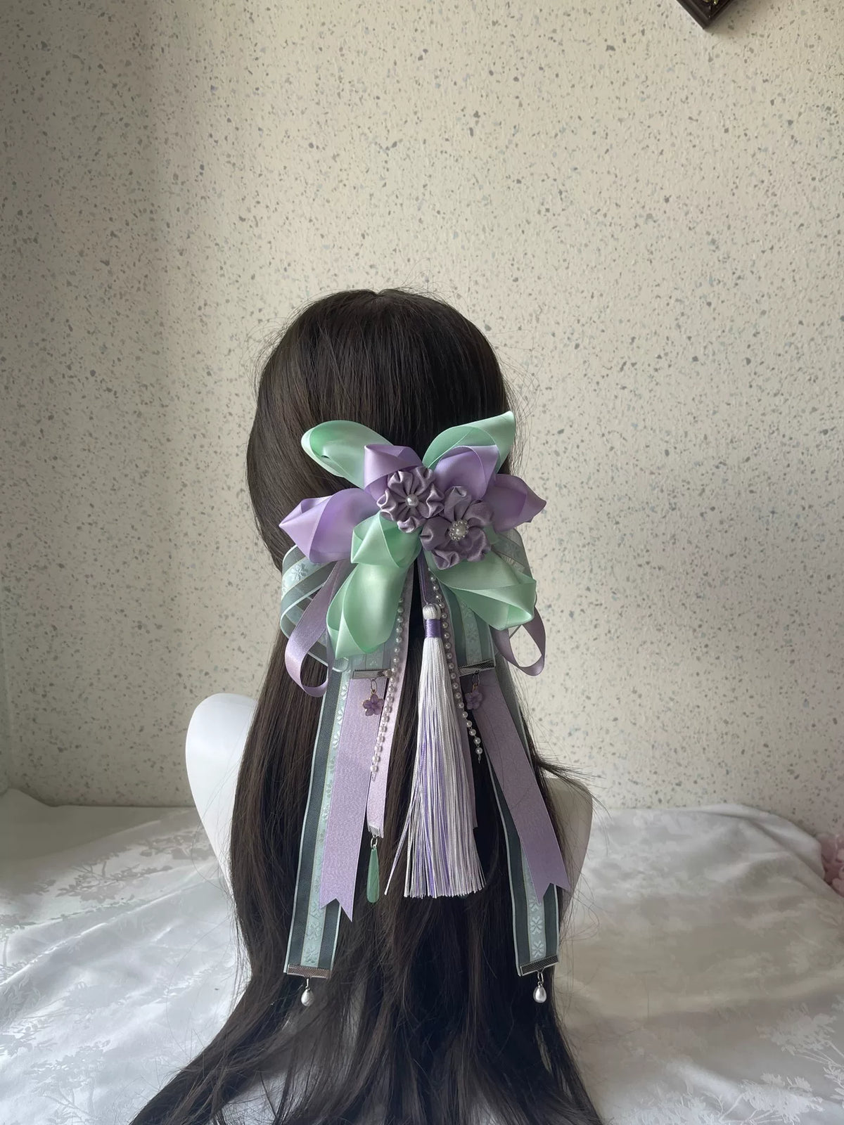 Pince à cheveux nœud Lolita lavande et menthe