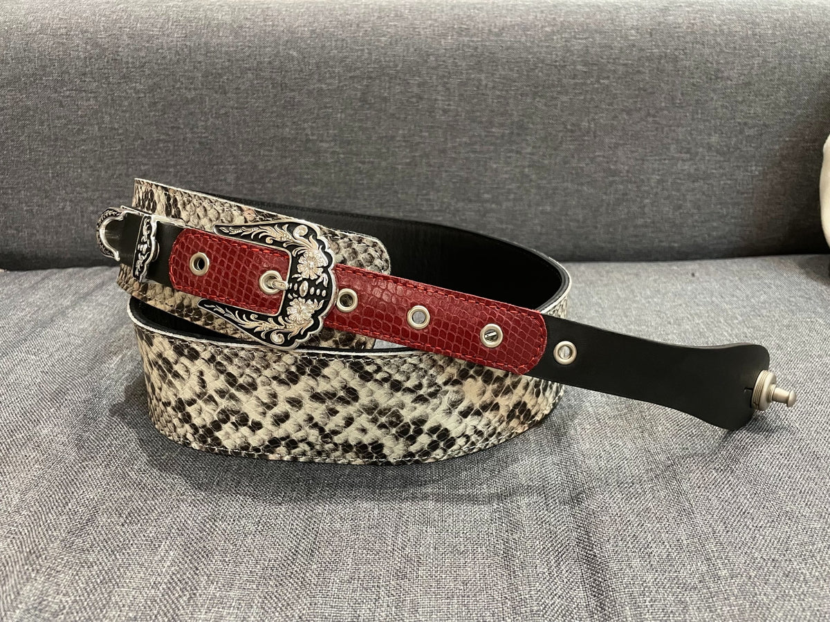 Snakeskin Leather Guitar Strap 6.5cm