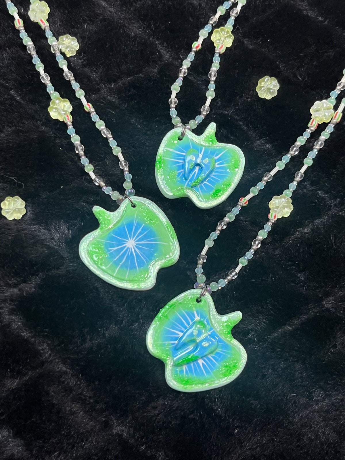Handcrafted Apple Pendant Necklace Beaded Chain