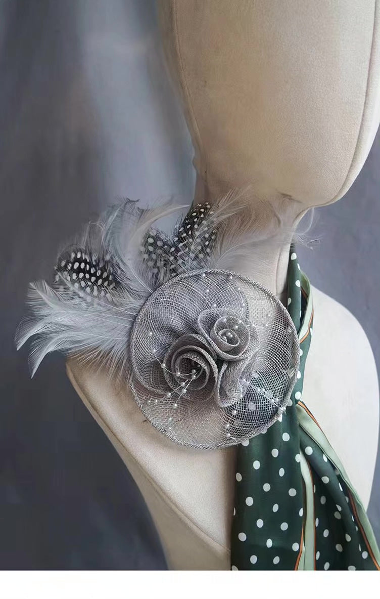 Grey Feather Hair and Lapel Ornament