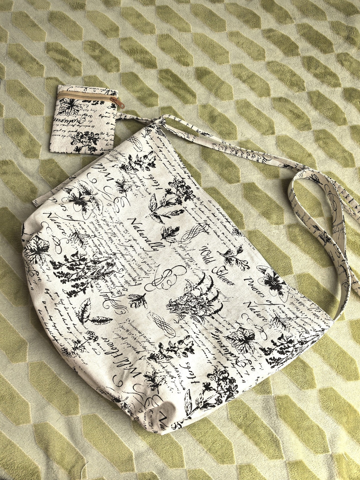 Cotton Linen Tote Bag with Botanical Print