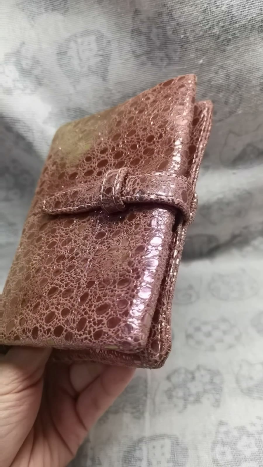Metallic Pink Sheepskin A7 Ring Binder Planner