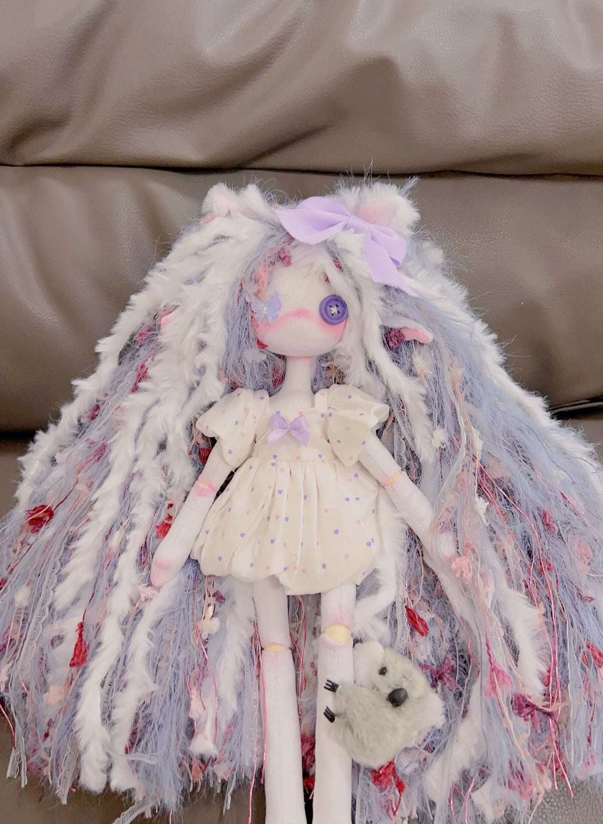 Handmade Cloth Doll with Button Eyes