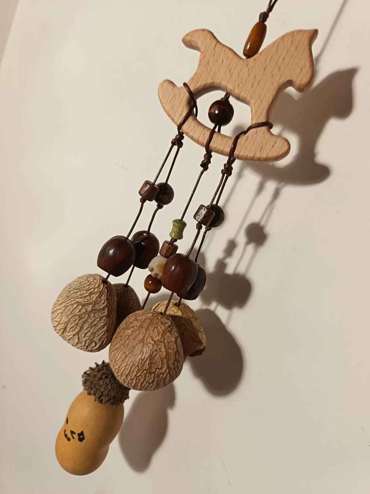 Handcrafted Walnut Shell and Gourd Wind Chime