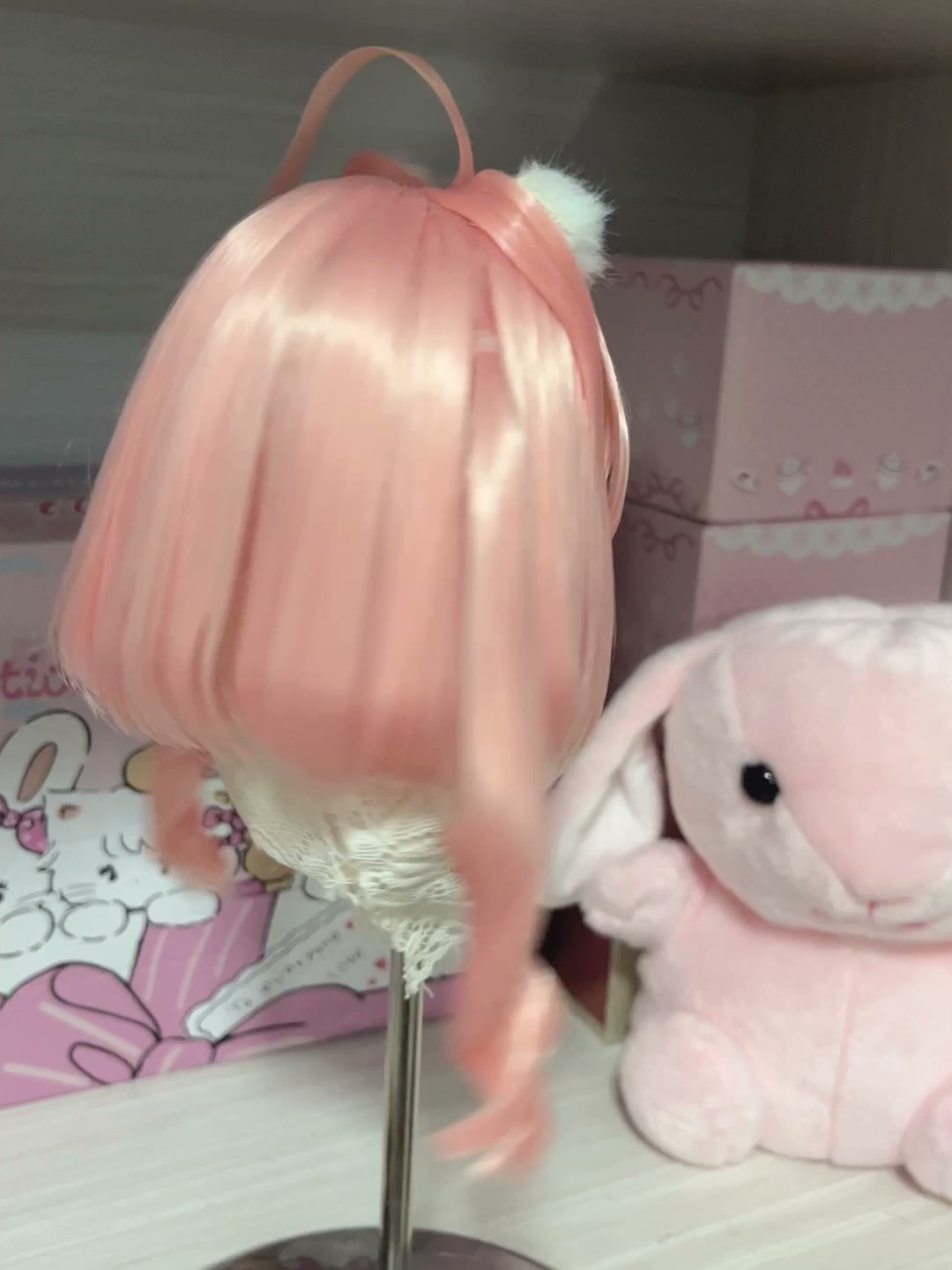 Pastel Pink Twin Tail Doll Wig