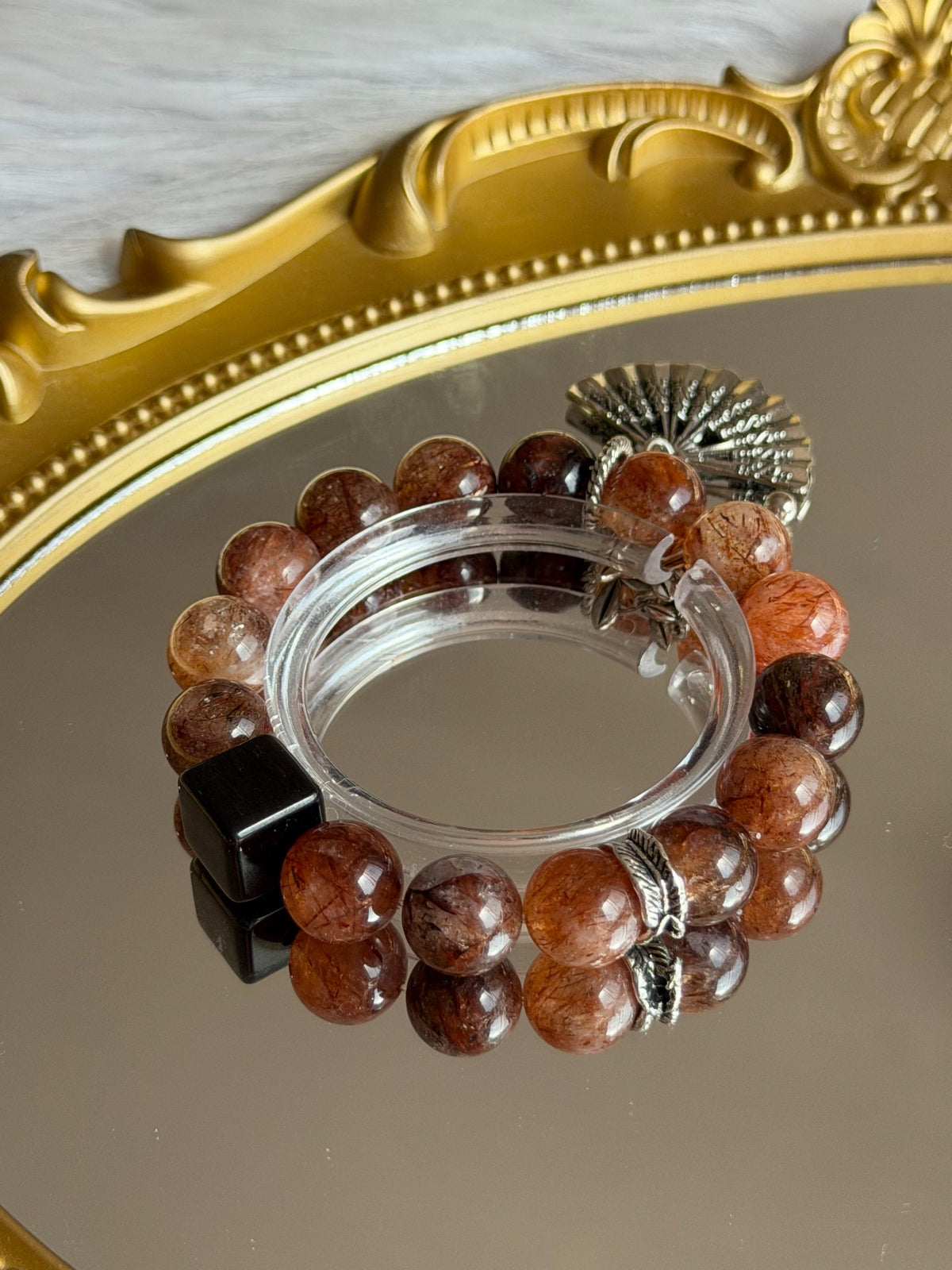 Natürliches Super Seven Kristall Perlenarmband 12mm
