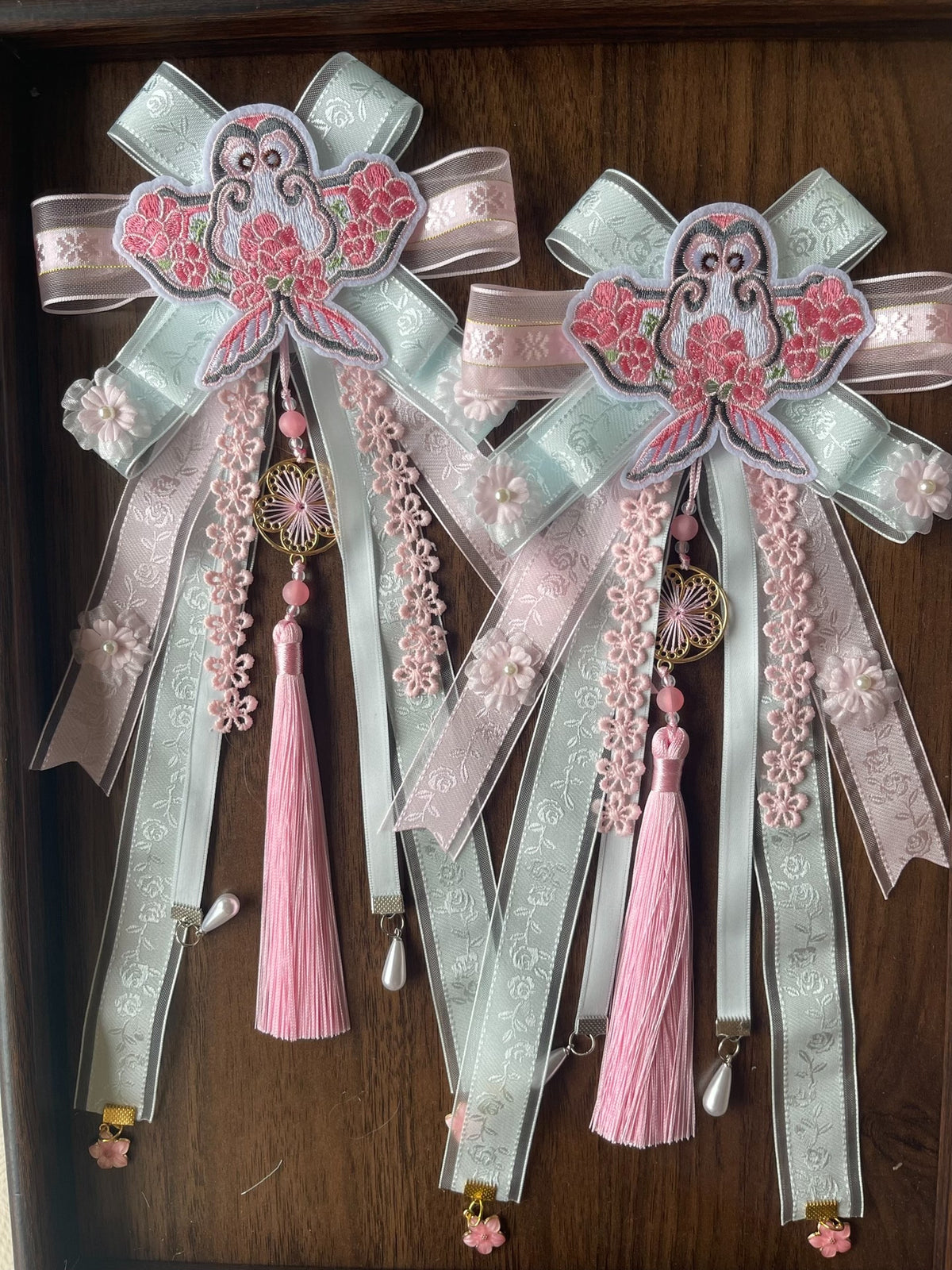 Lolita Side Clip Pink Blue Kite Bow