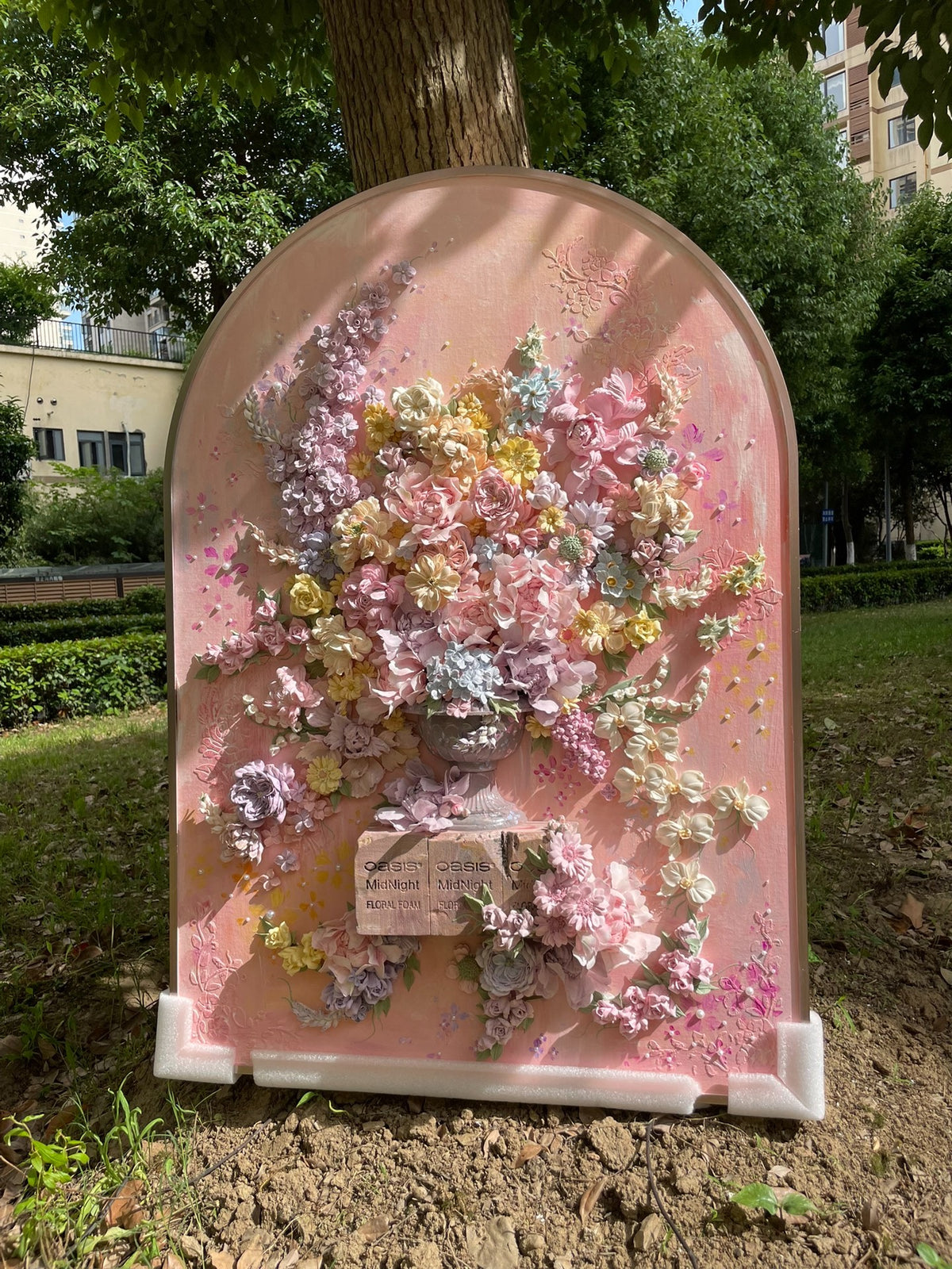 Clay Floral Painting Arch Panel 100cm