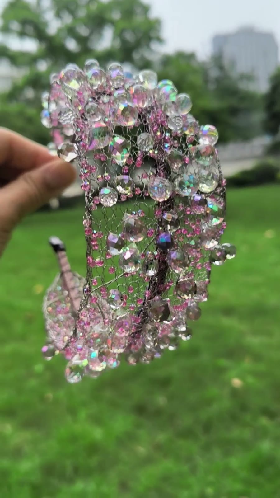 Large bandeau en maille de cristal fait main