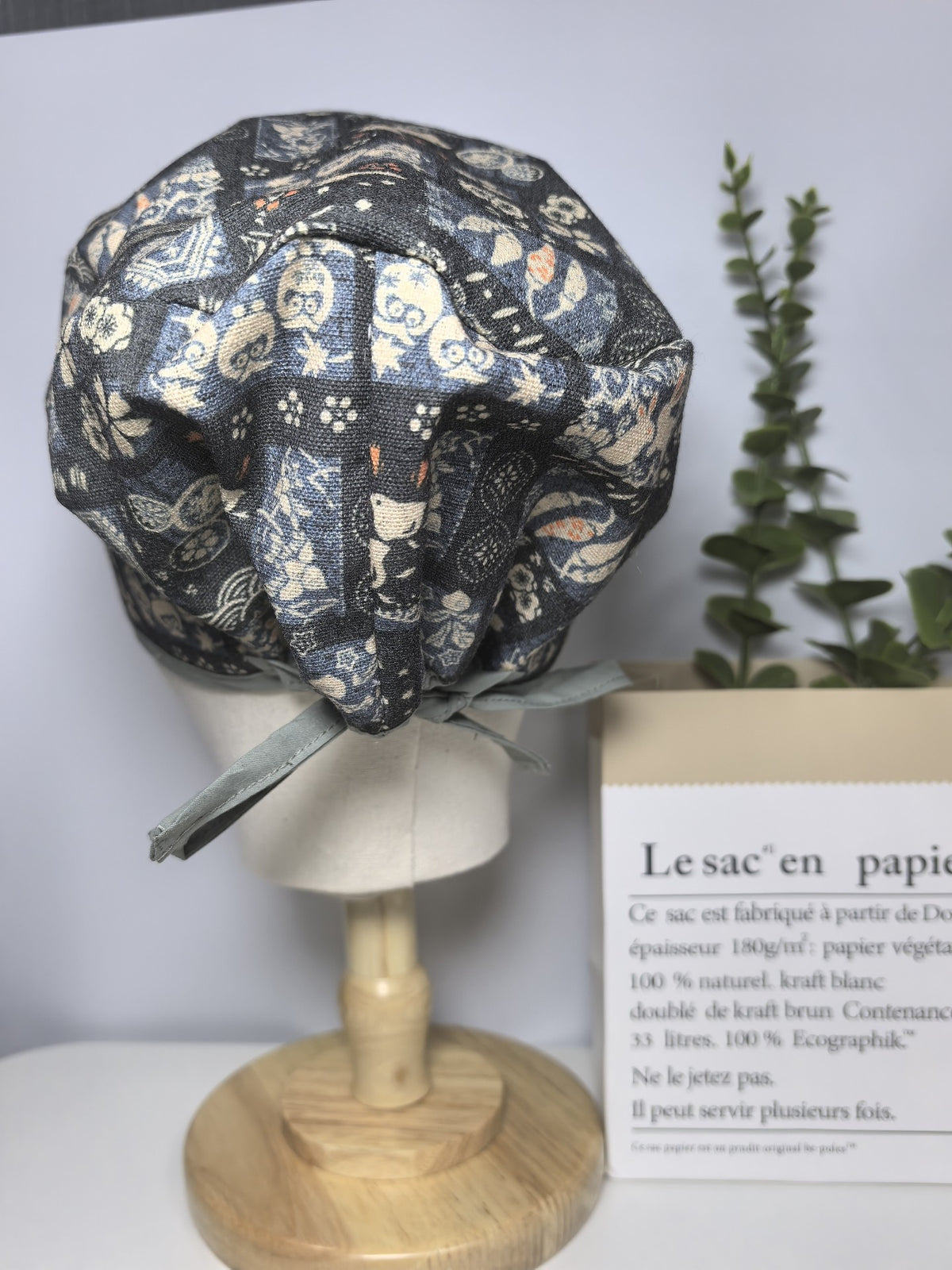 Cotton Linen Patterned Scrub Cap
