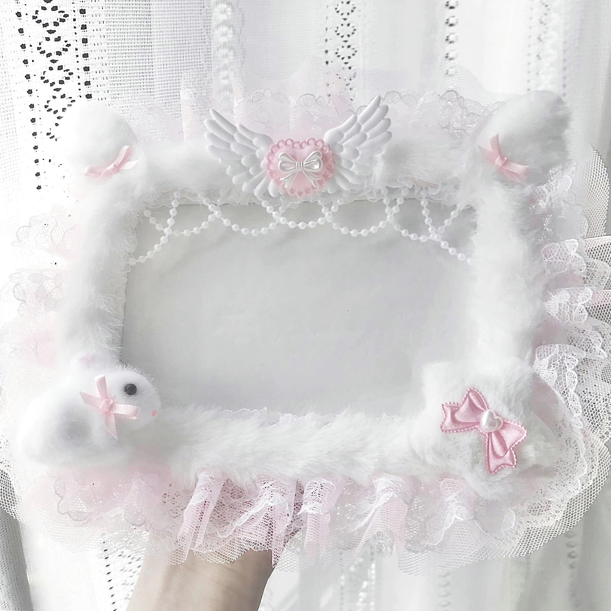 Lace Rabbit Plush Photo Frame