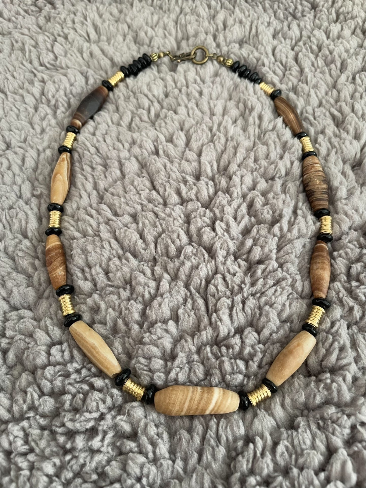 Natural Lava Agate Beaded Necklace