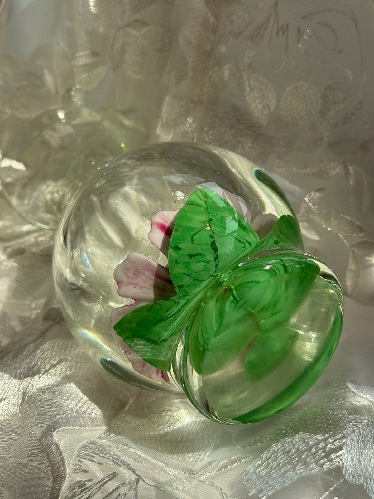 Vintage Gold Rood Floral Glazen Vaas