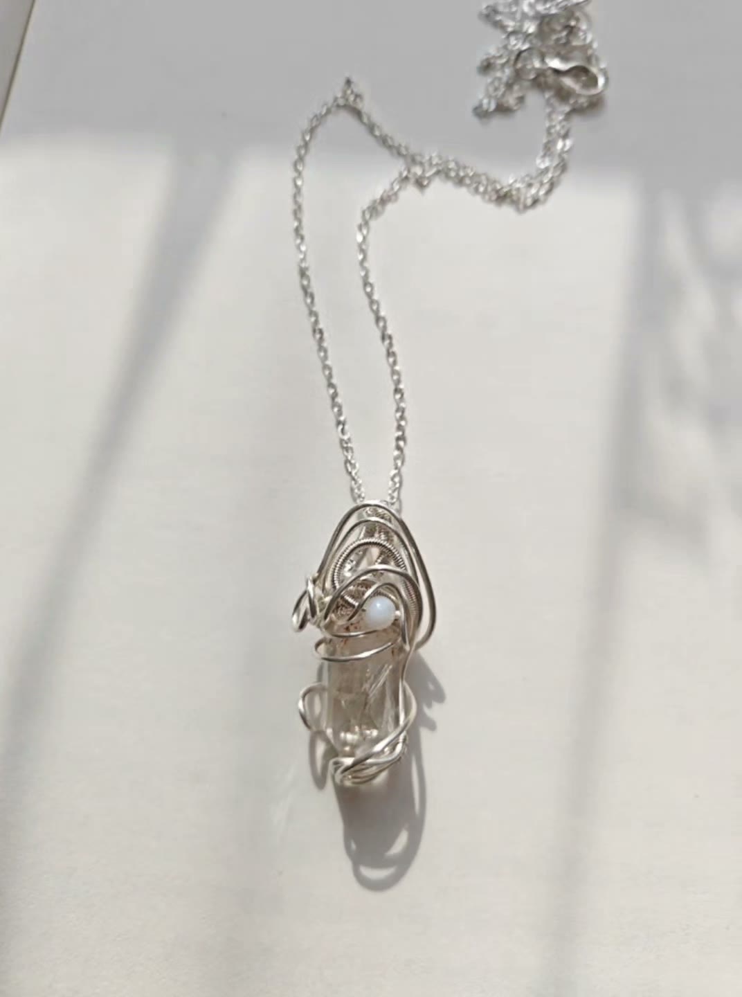 Handcrafted Wire Wrapped Red Skeleton Quartz Necklace